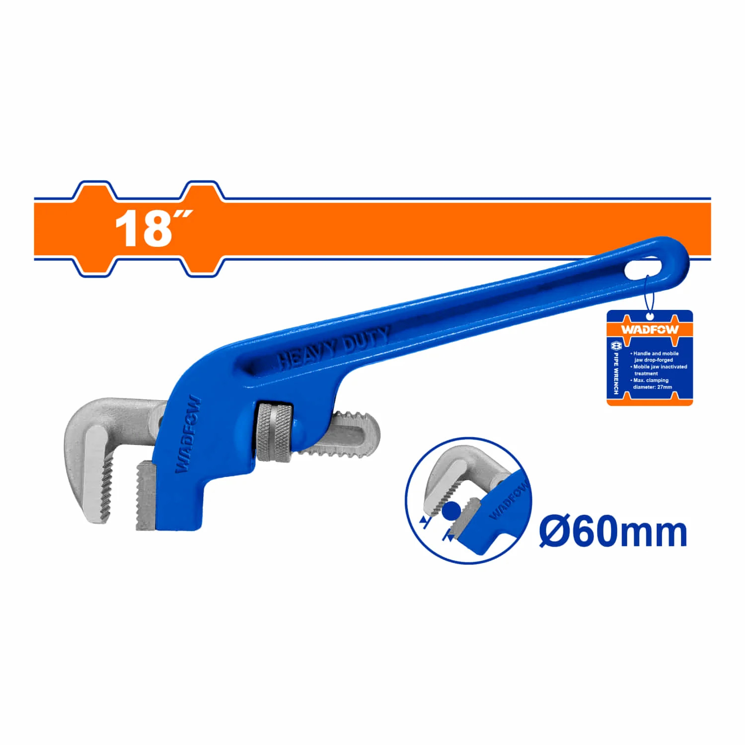 Llave De Tubo Desplazada Offset 18" Forjado Con Acero Al Carbono. Sujeción 60Mm. Llave Con Desplazamiento - Image 2