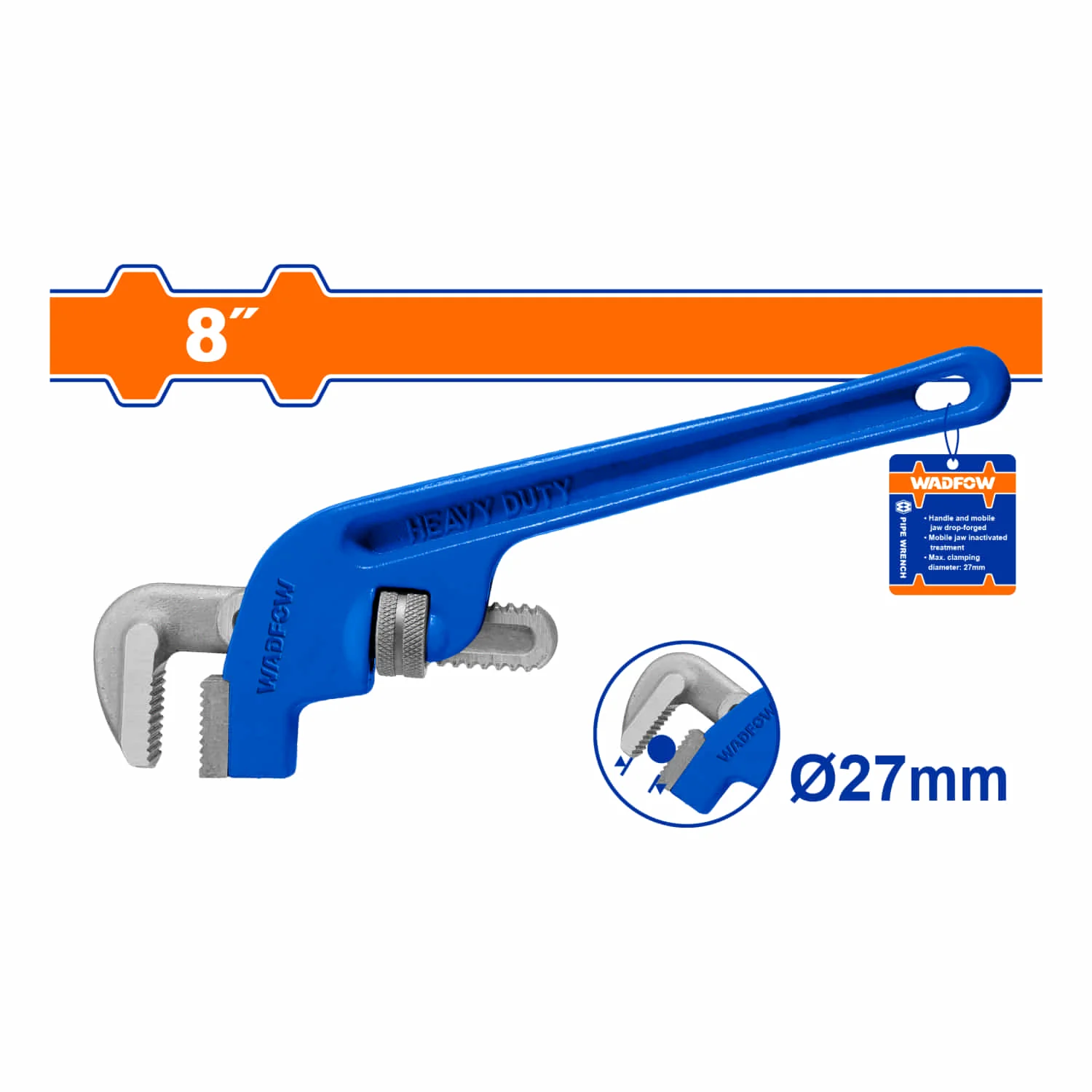 Llave De Tubo Desplazada Offset 8" Forjado Con Acero Al Carbono. Sujeción 27Mm. Llave Con Desplazamiento - Image 2