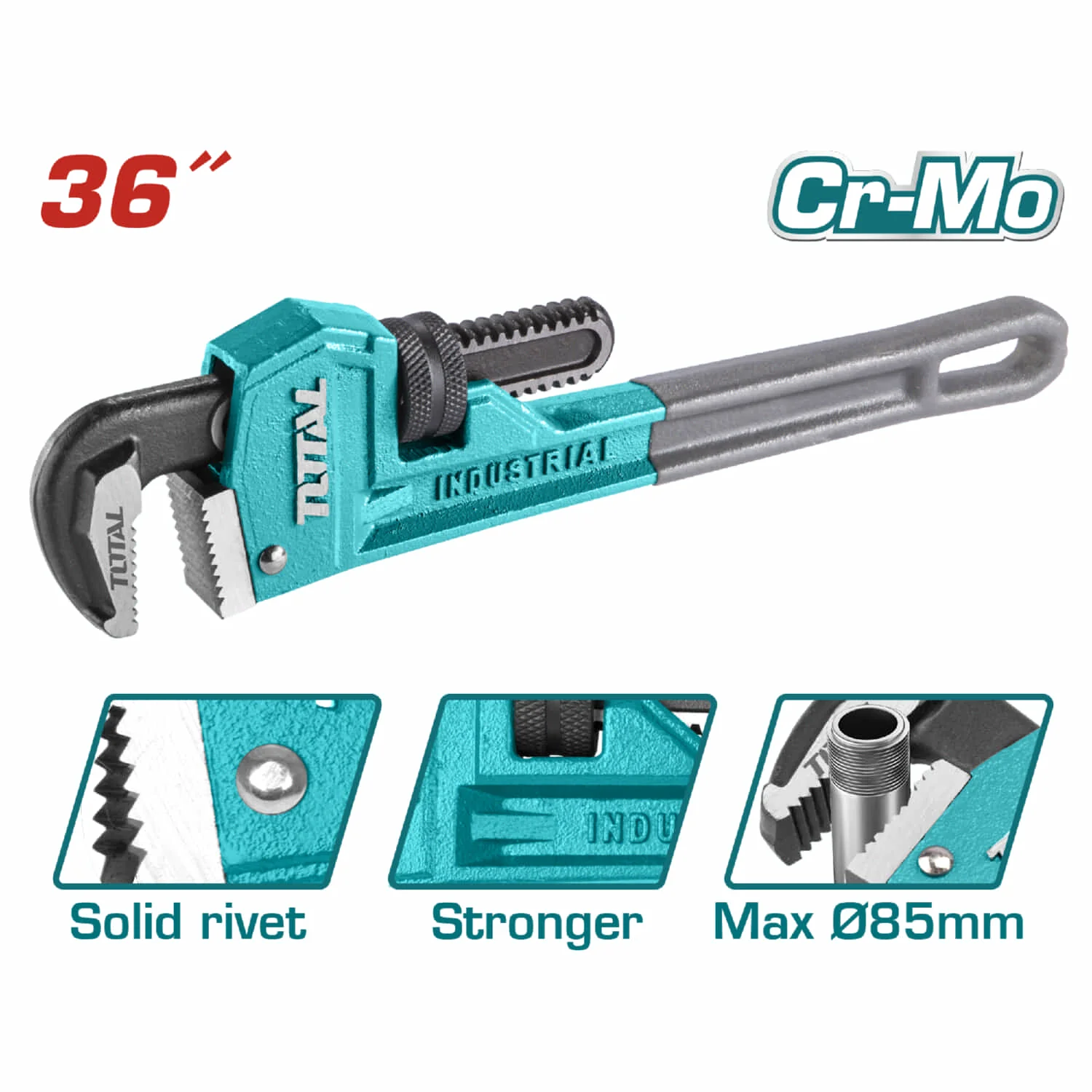 Llave De Tubo Forjada Acero Alta Calidad. Remache Sólido.Diámetro Max Sujeción: 36Mm.  36"