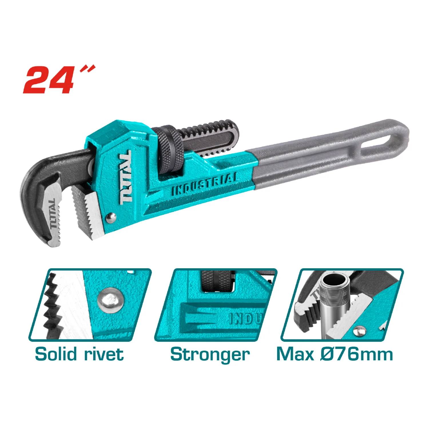 Llave De Tubo Forjada Acero Alta Calidad. Remache Sólido.Diámetro Max Sujeción: 76Mm.  24" - Image 2