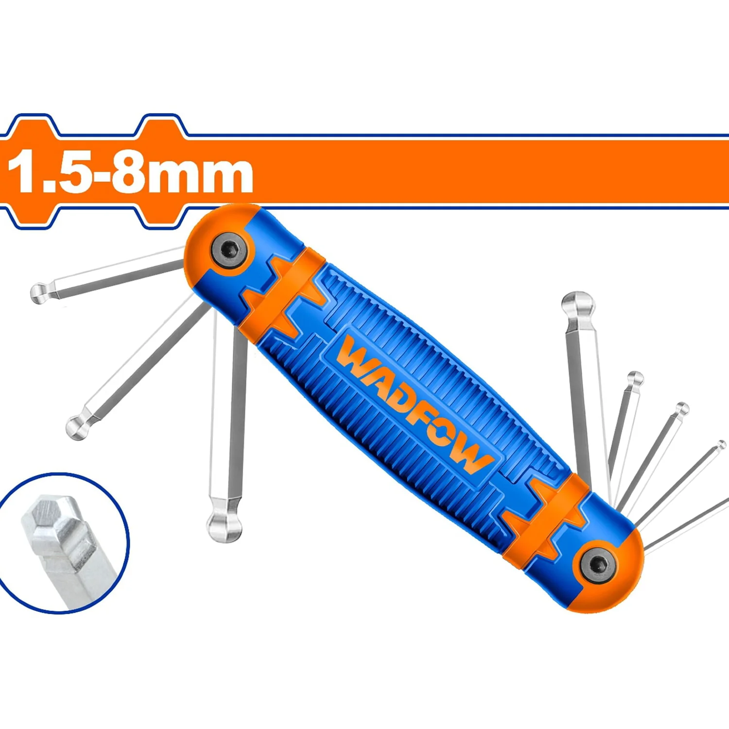 Llave Allen Hex De Bola. Estilo Navaja 1.5-8Mm. Tratamiento Térmico Y Placa Cromada. Cr-V (8 Pzas.) - Image 2