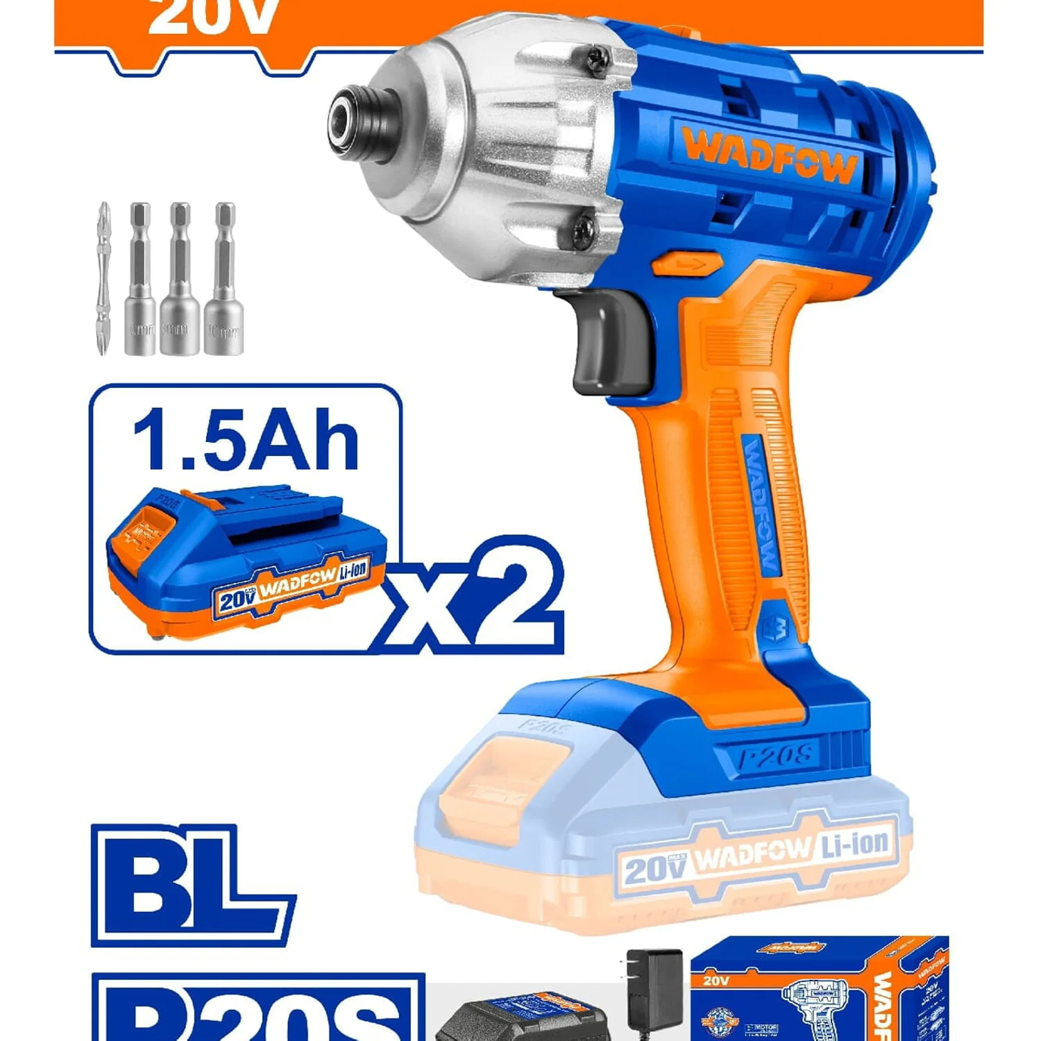Llave Impacto Dado Hexagonal 1/4". 20V. Brushless Sin Escobillas. 170NM. 2 Baterías Y 1 Cargador - Image 2