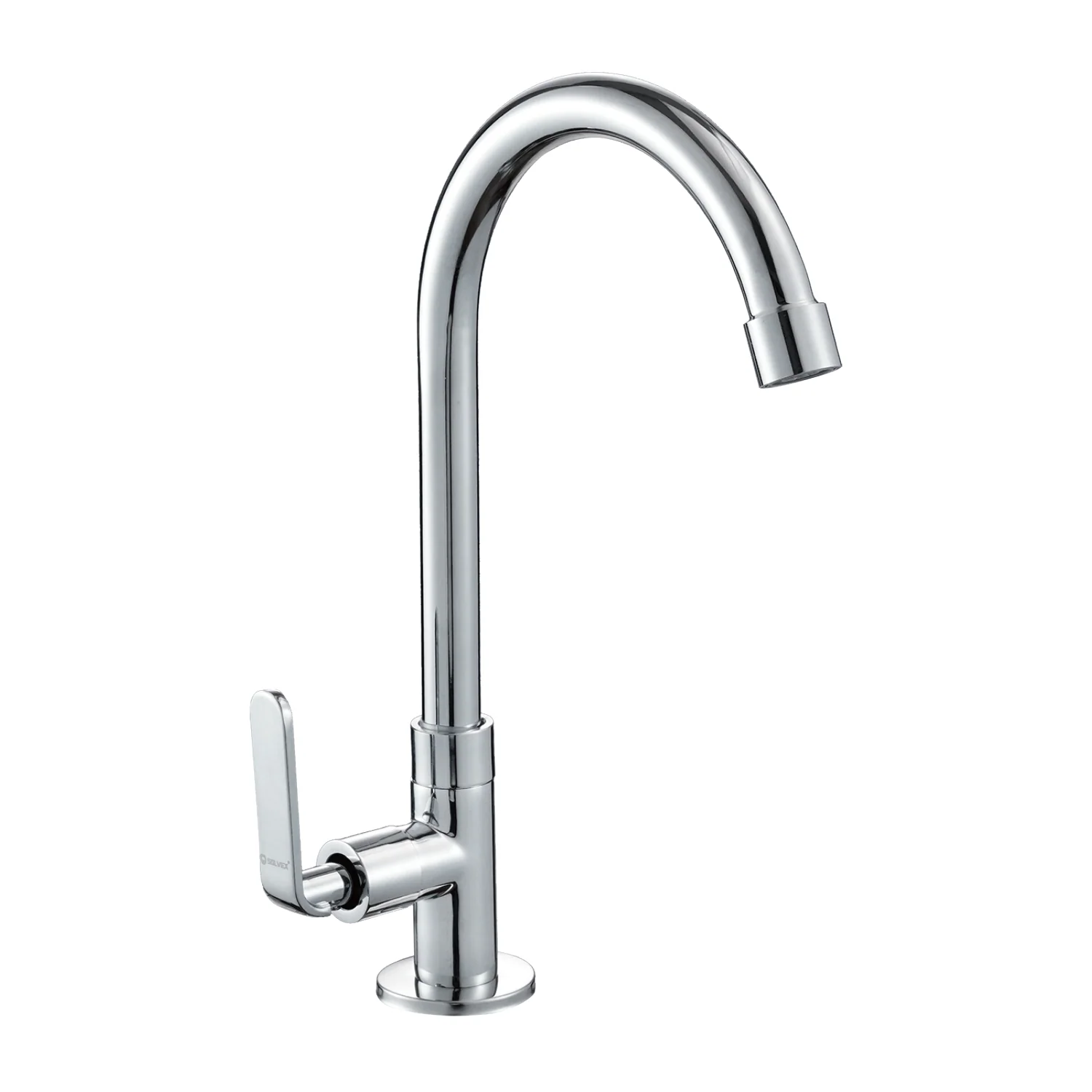 Llave Individual Para Fregador De Latón Cromado. Pluma Grifo De Cocina Alto Con Tubo De Acero Inoxidable Y Válvula De Agua. - Image 2