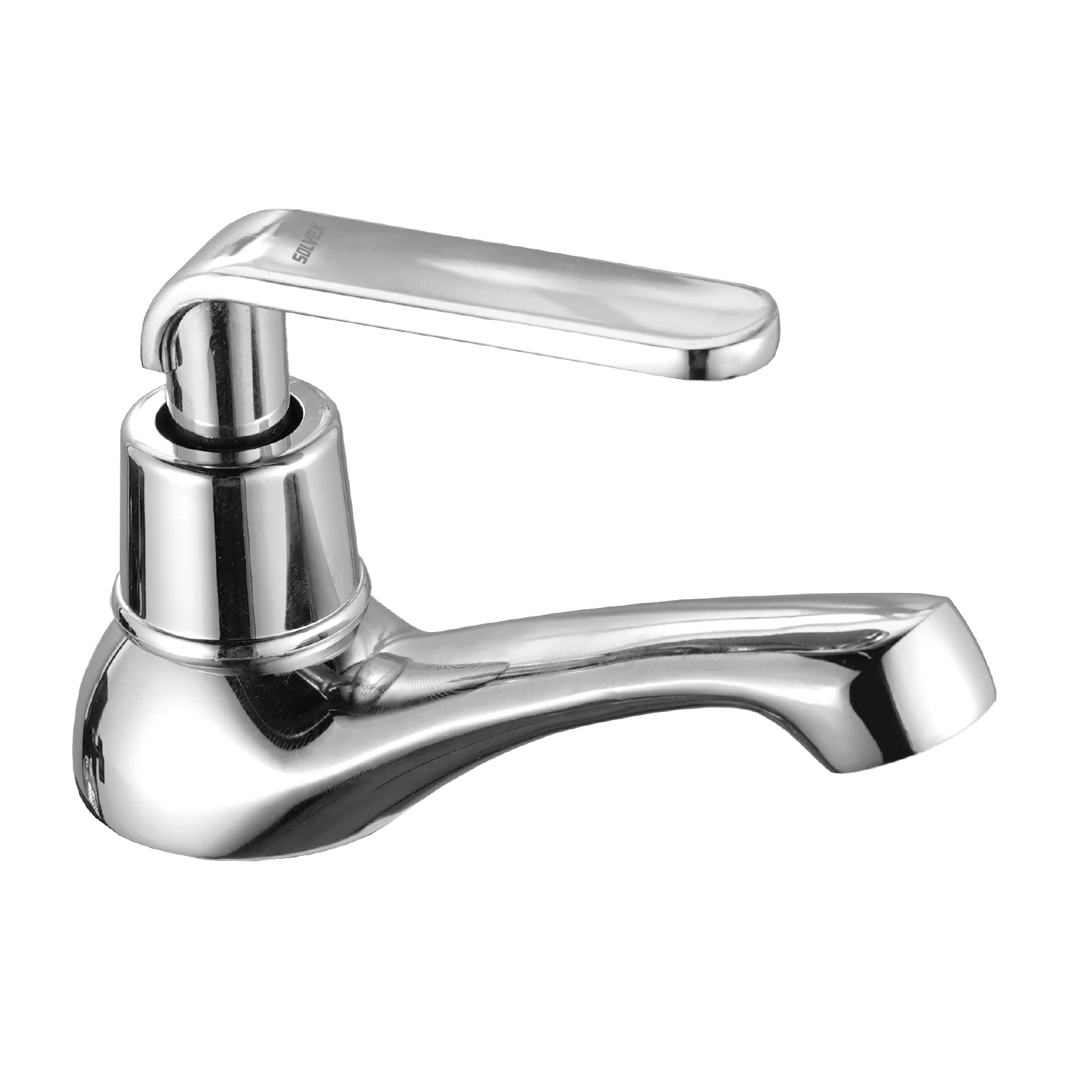 Llave Individual Para Lavabo De Latón Cromado. Pluma Grifo De Baño Con Mango De Zinc Y Cartucho De Latón Para Agua Fría. - Image 2