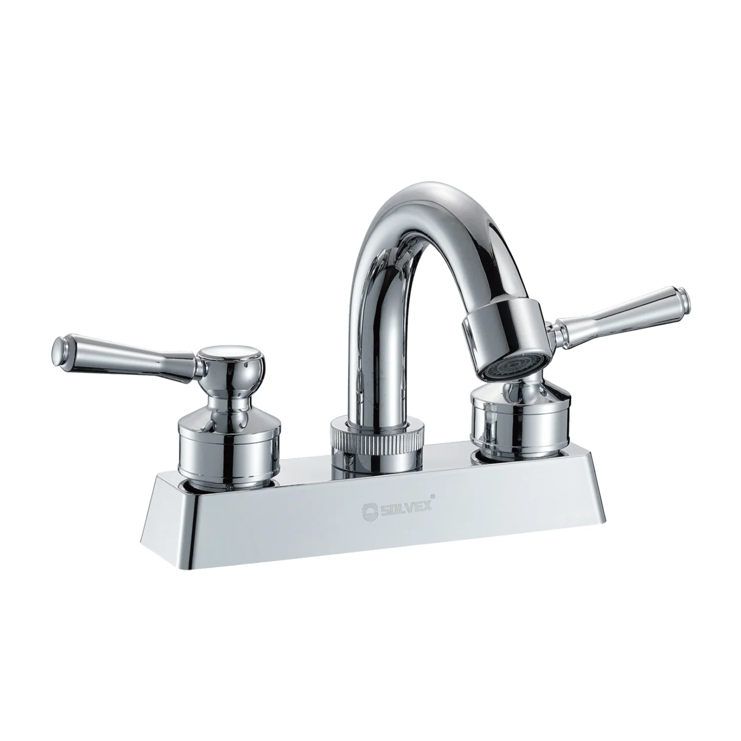 Llave Mezcladora 4" Para Lavamanos Con Cubierta Y Manerales De Palanca. Pluma Grifo De Agua Fría Y Caliente. - Image 2