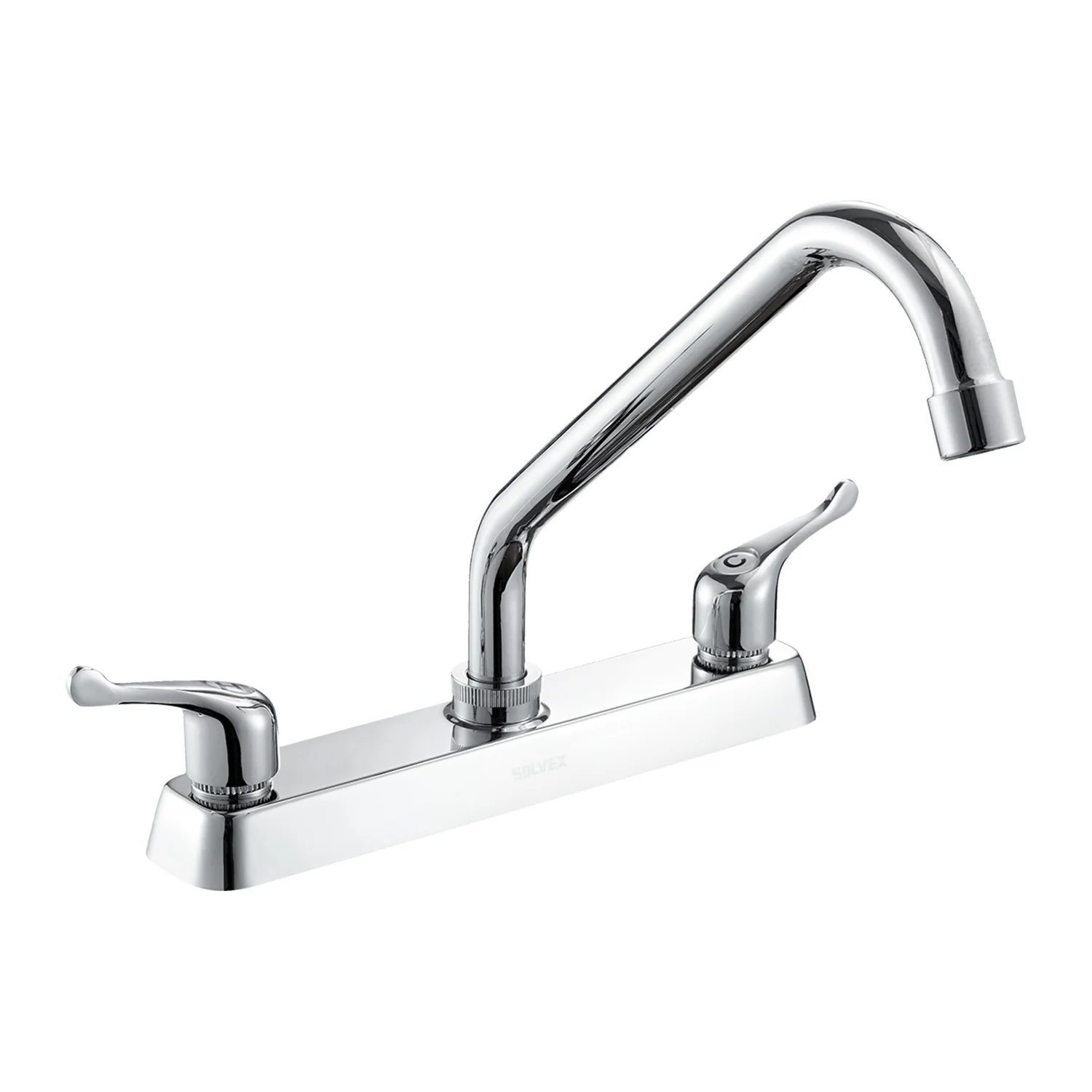Llave Mezcladora 8" Para Fregador De Cocina. Grifo De Latón Con Manerales De Palanca Y Pluma Giratoria. - Image 2