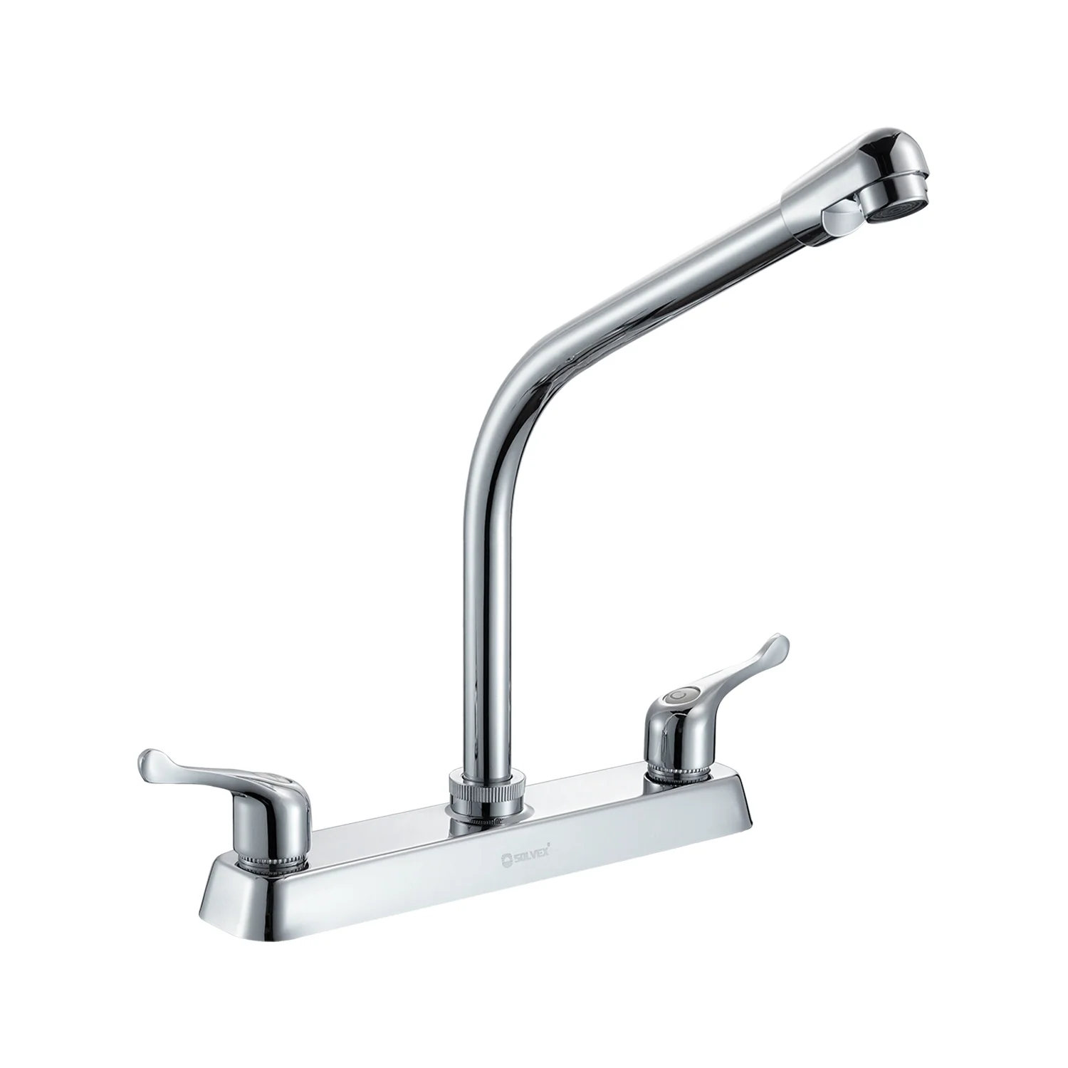 Llave Mezcladora 8" Para Fregador De Cocina. Grifo Pluma De Latón Con Manerales De Zinc Y Tubo De Acero Inoxidable. - Image 2