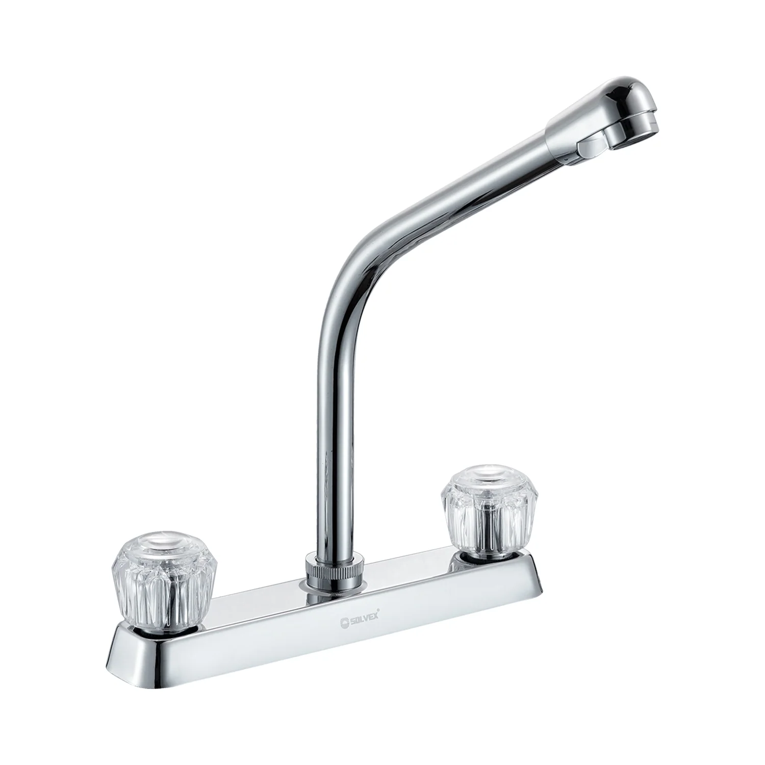 Llave Para Fregador De Cocina 8" Latón Cromado. Grifo De Giro Completo Con Pluma Alta Y Asas Acrílicas. - Image 2