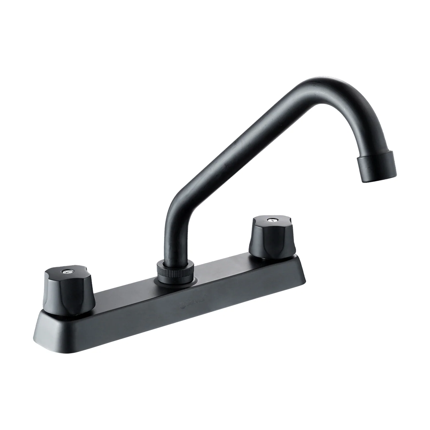 Llave Para Fregador De Cocina 8" Latón Negro. Grifo Alto De Giro Completo Con Pluma Y Manijas Metálicas. - Image 2
