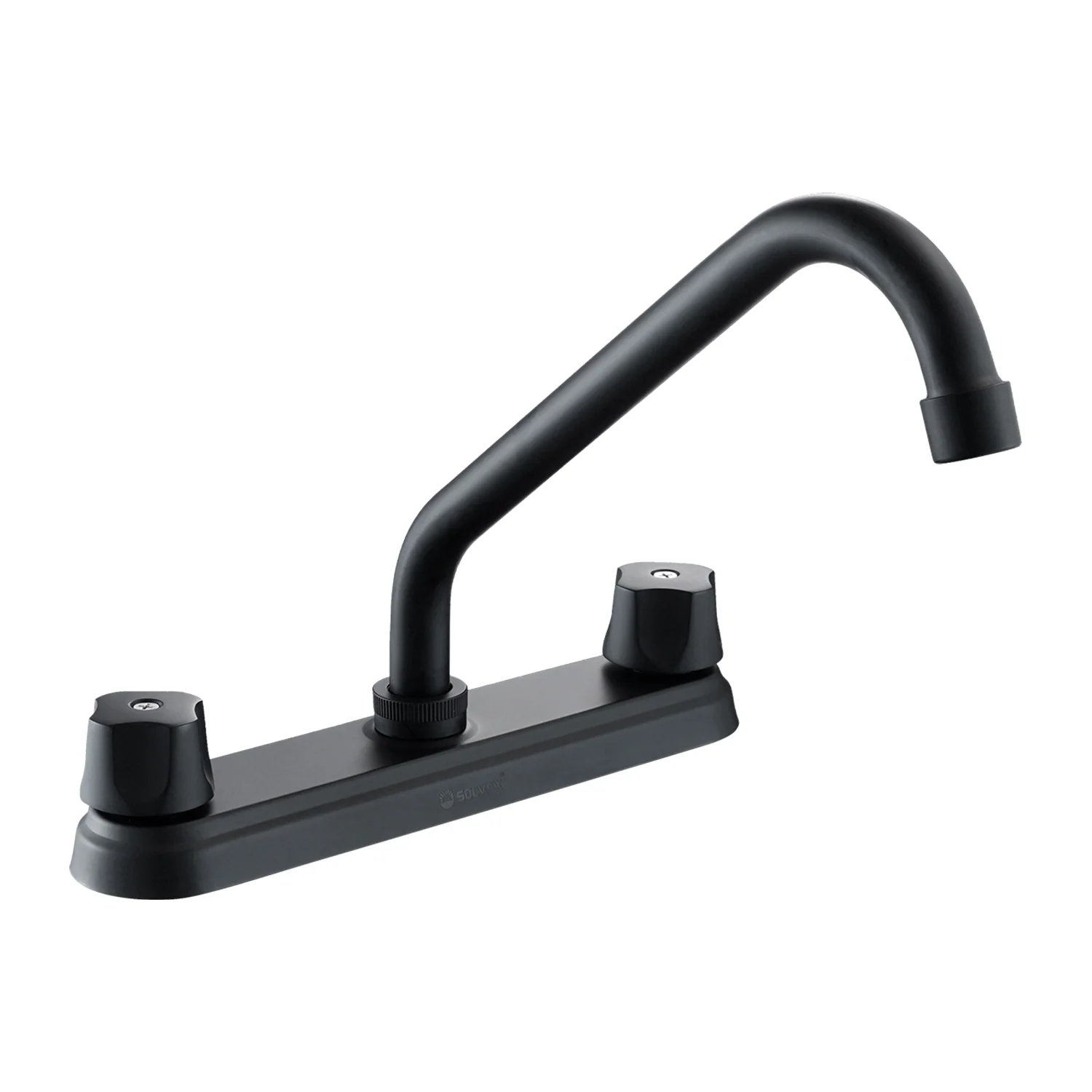 Llave Para Fregador De Cocina 8" Latón Negro. Grifo De Giro Completo Con Pluma Y Manijas Metálicas. - Image 2