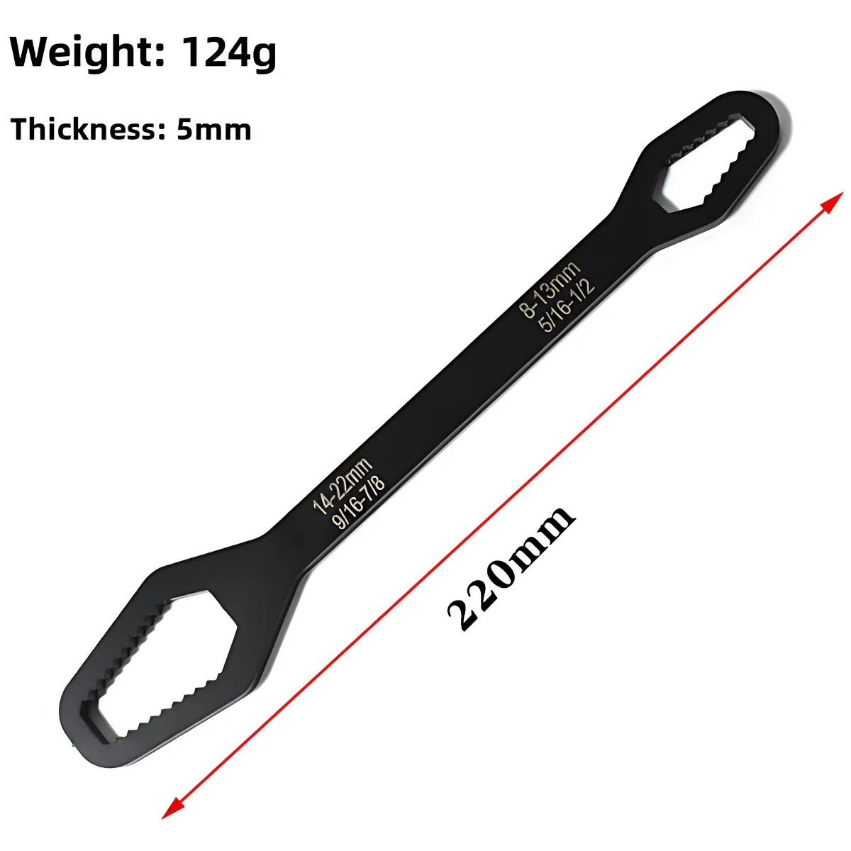 Llave Universal De Doble Boca Para Tuercas 5/16" A 7/8". Largo 220Mm. Herramienta - Image 3