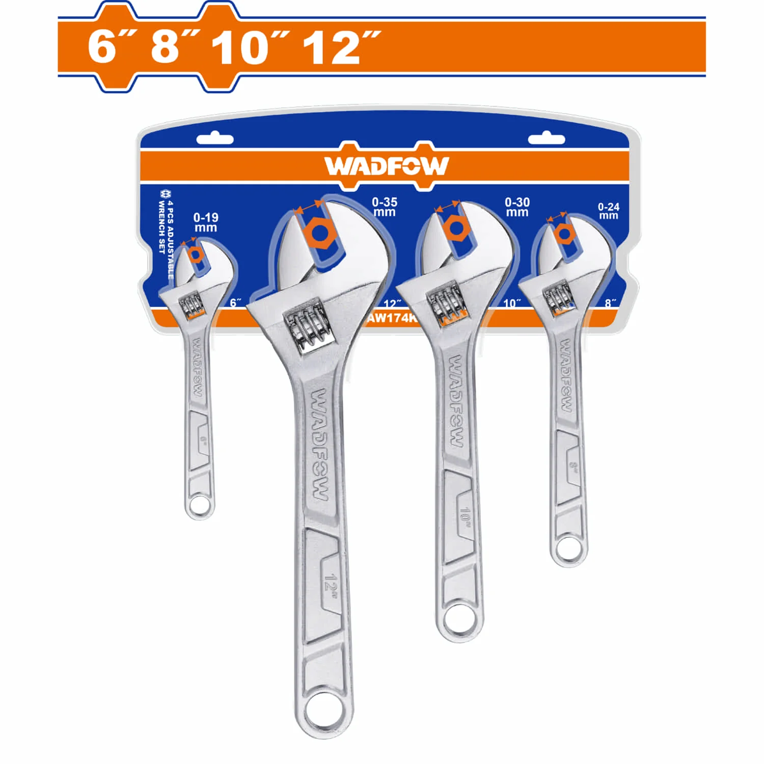 Llaves Ajustables Inglesas De 4 Pzs. 6",8",10",12". Acero Al Carbono. Forjado. (Set)
