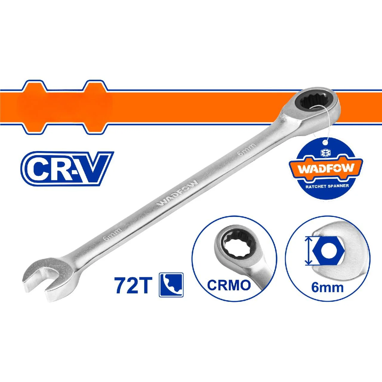 Llaves Combinadas Con Ratchet  Cr-V Cromada. Acabado Mate. 72 Dientes. (1 Pieza)