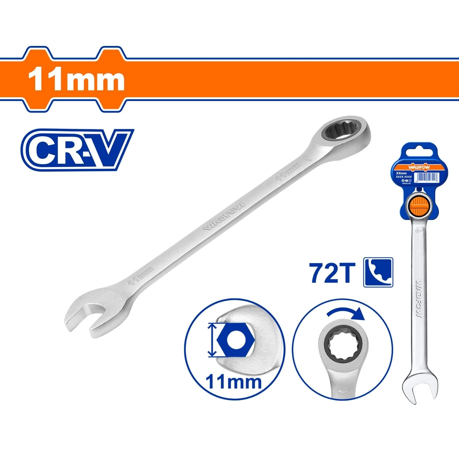 Llaves Combinadas Con Ratchet  Cr-V Cromada. Acabado Mate. 72 Dientes. (1 Pieza) - Image 11
