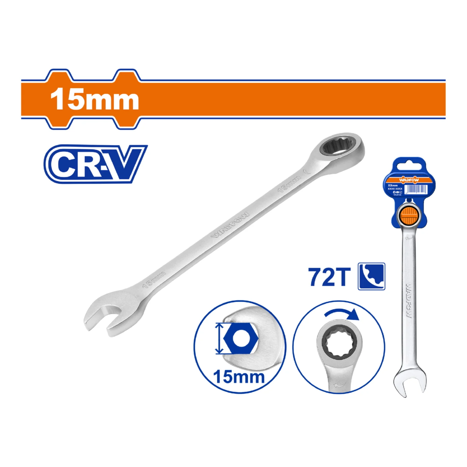 Llaves Combinadas Con Ratchet  Cr-V Cromada. Acabado Mate. 72 Dientes. (1 Pieza) - Image 19