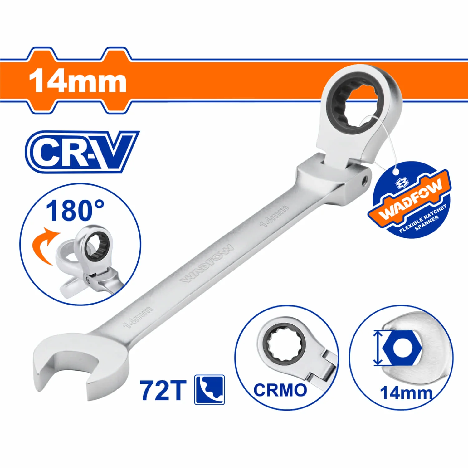 Llaves Combinadas Con Ratchet Flexible Giro 180º 72 Dientes. Cromada. Tratamiento Térmico. (1 Pieza). - Image 8