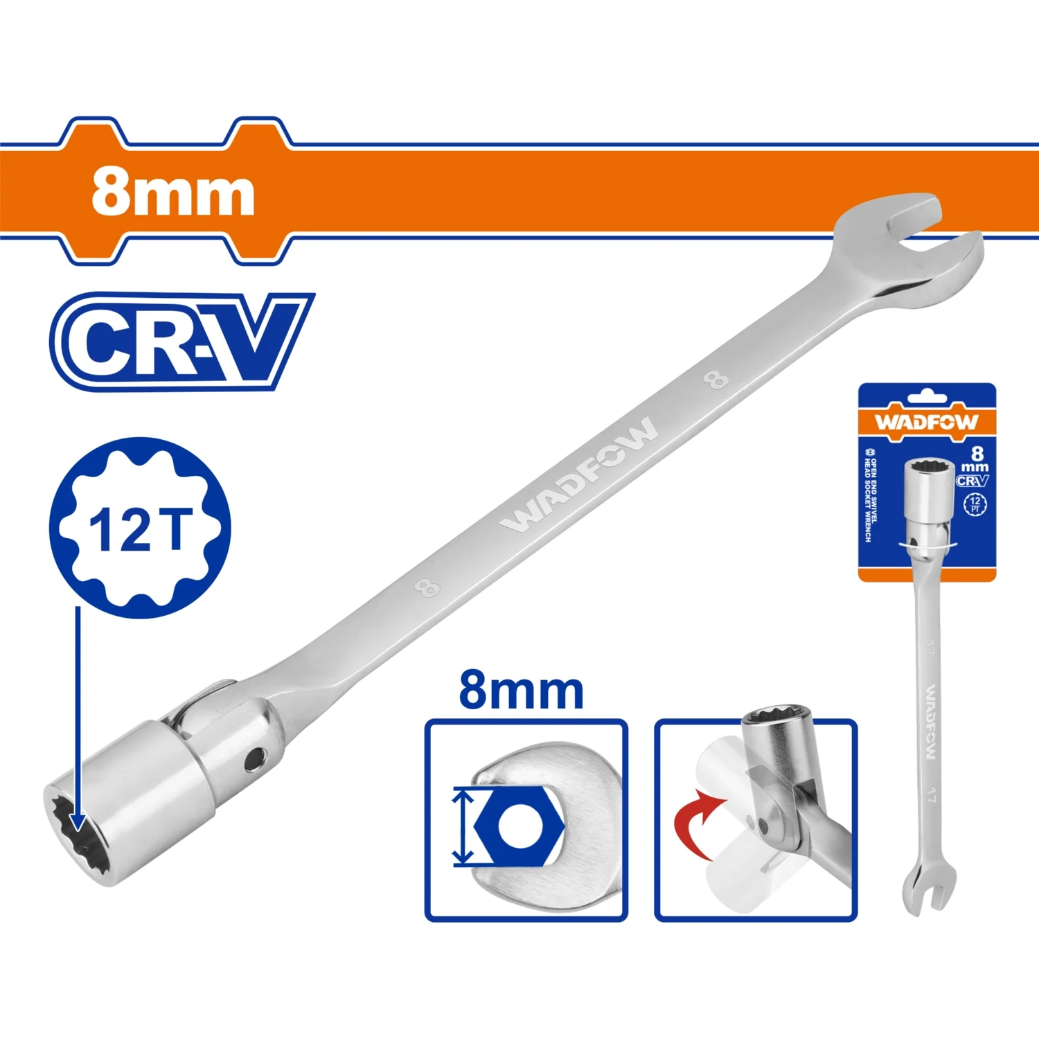 Llaves Combinadas De Cabeza Flexible Y Socket De 12 Puntos. Acero C45. - Image 2