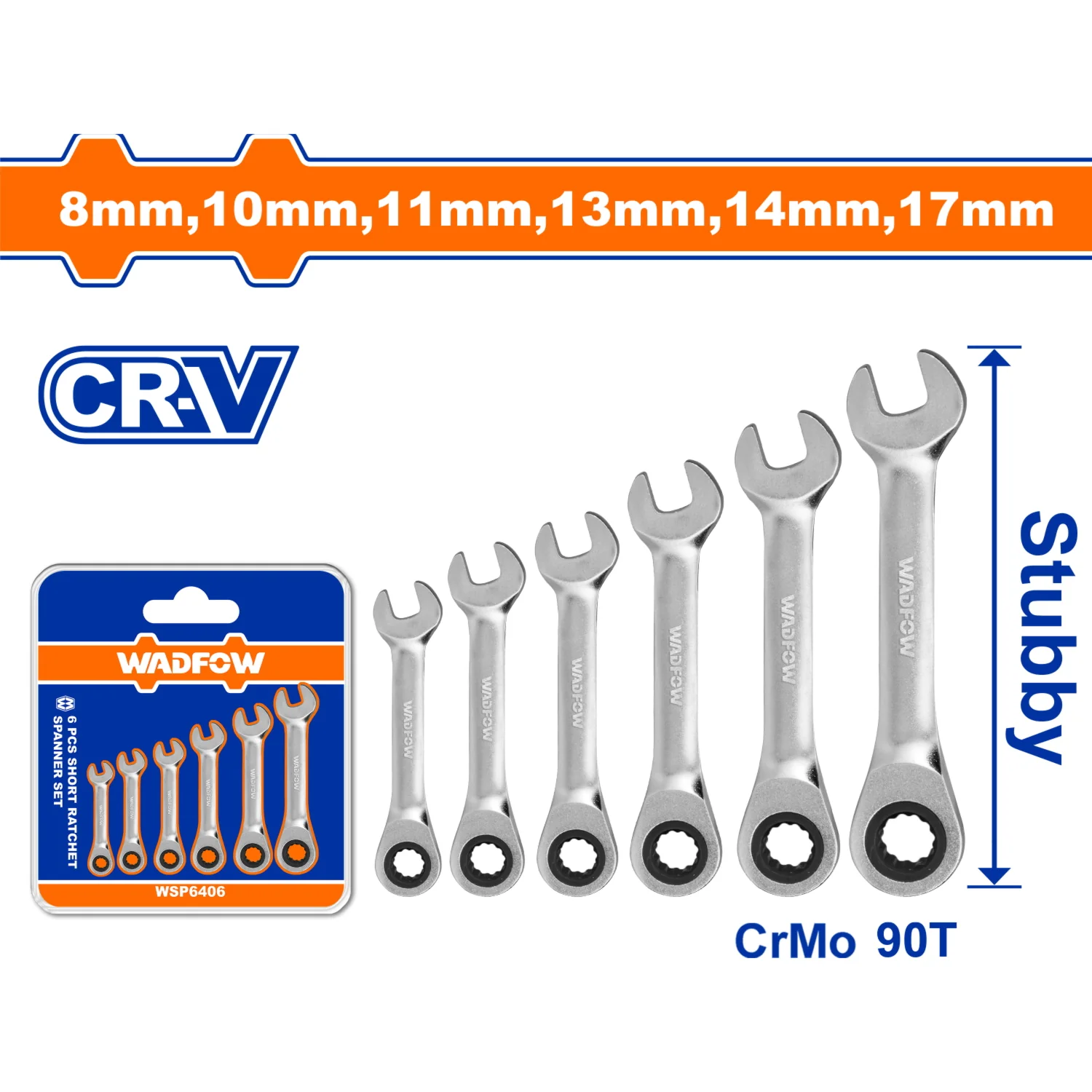 Llaves Combinadas Ratchet Cr-V Tamaño: 8Mm-17Mm. Crmo 90T Set De 6 Piezas. - Image 2