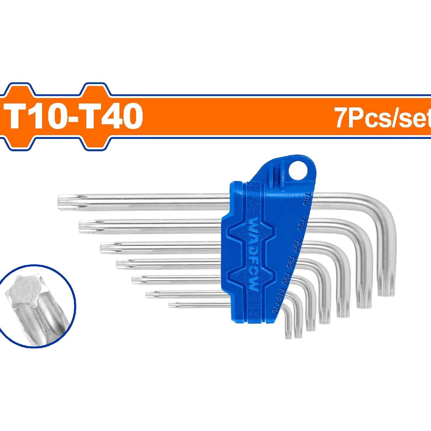 Llaves Torx De Brazo Corto De 7 Pzs. Medidas: T10-T40. Acero Al Carbono (Juego) - Image 2