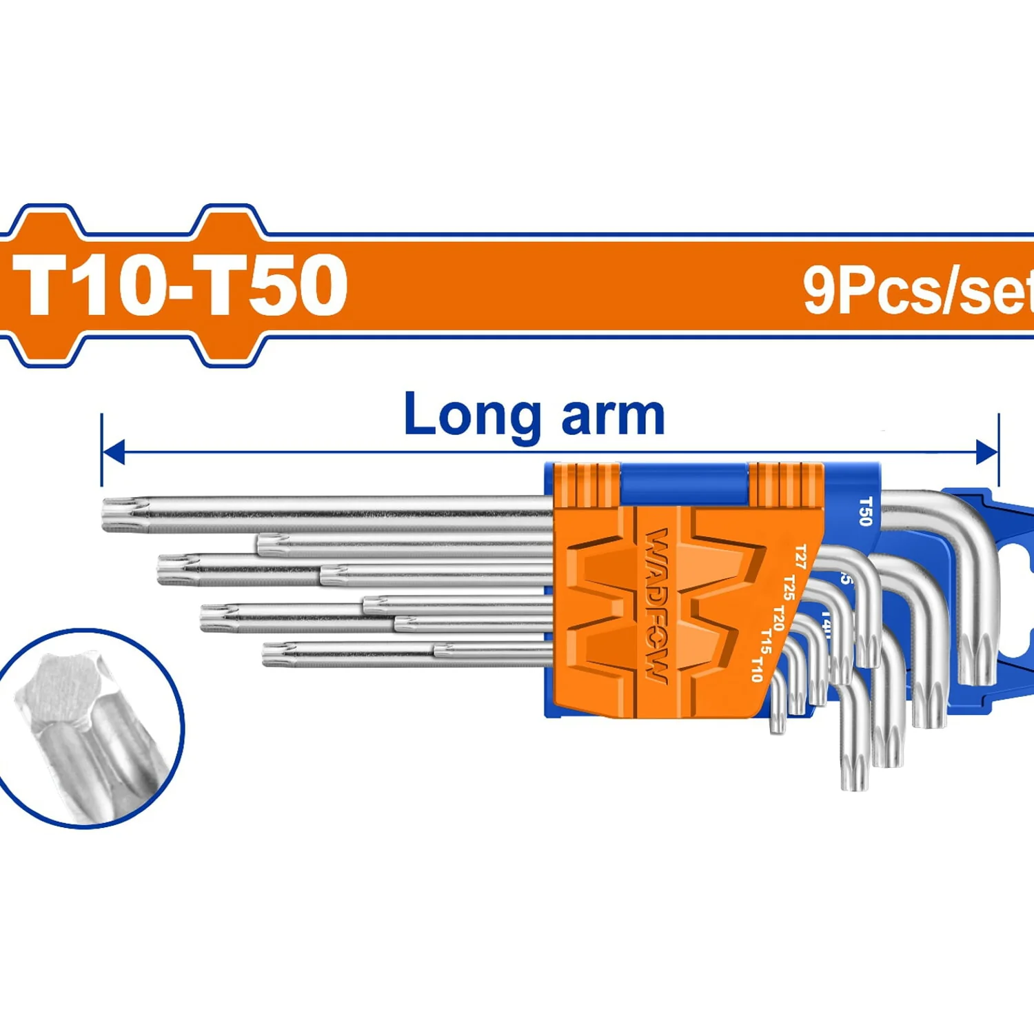 Llaves Torx De Brazo Largo De 9 Piezas. T10-T50. Cr-V (Juego) - Image 2