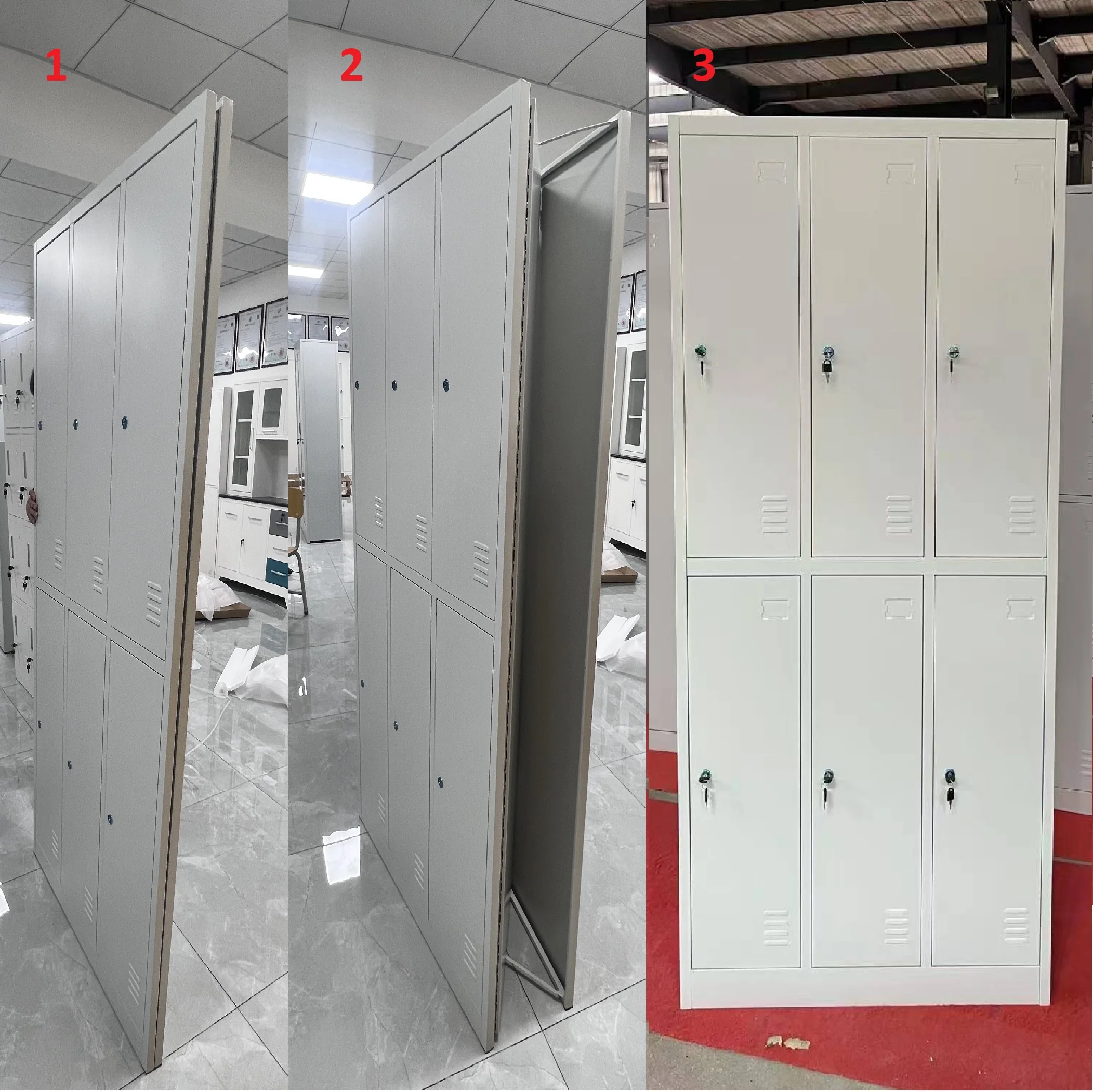 Locker Casilleros Metálicos De 6 Casillas 2 Niveles Con Barra De Ropa Repisa Y Cerradura De Llave 1850X900x450mm - Image 4