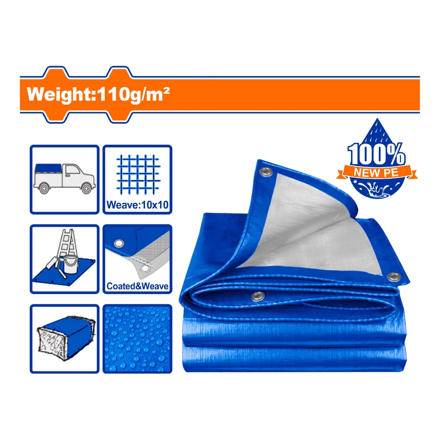 Lonas De Polietileno Azul Peso: 110G/M2. Espesor: 0.15Mm. Ambos Lados Laminados. Impermeable.