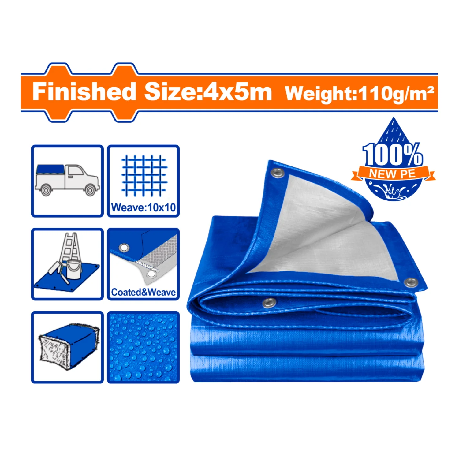 Lonas De Polietileno Azul Peso: 110G/M2. Espesor: 0.15Mm. Ambos Lados Laminados. Impermeable. - Image 10