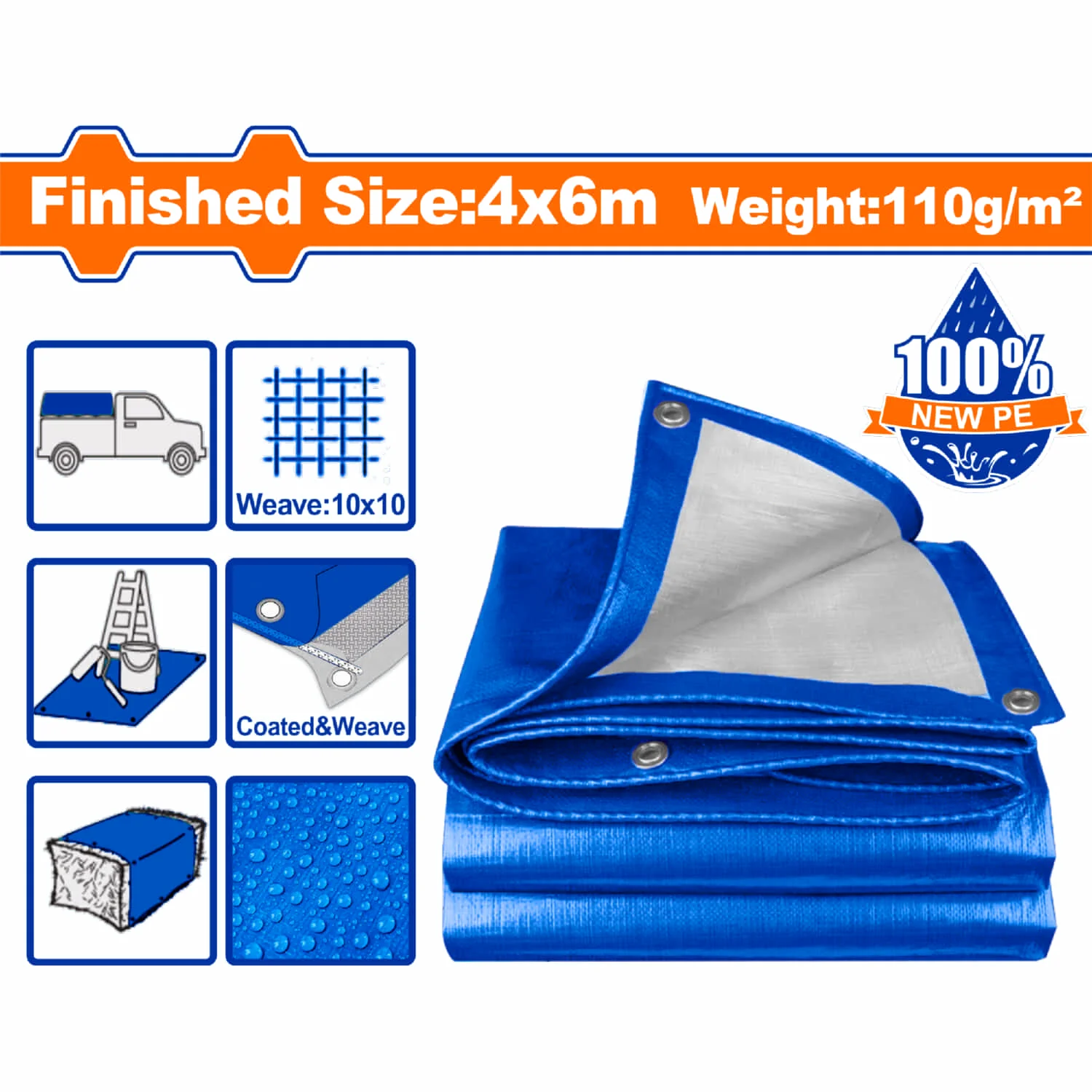 Lonas De Polietileno Azul Peso: 110G/M2. Espesor: 0.15Mm. Ambos Lados Laminados. Impermeable. - Image 11