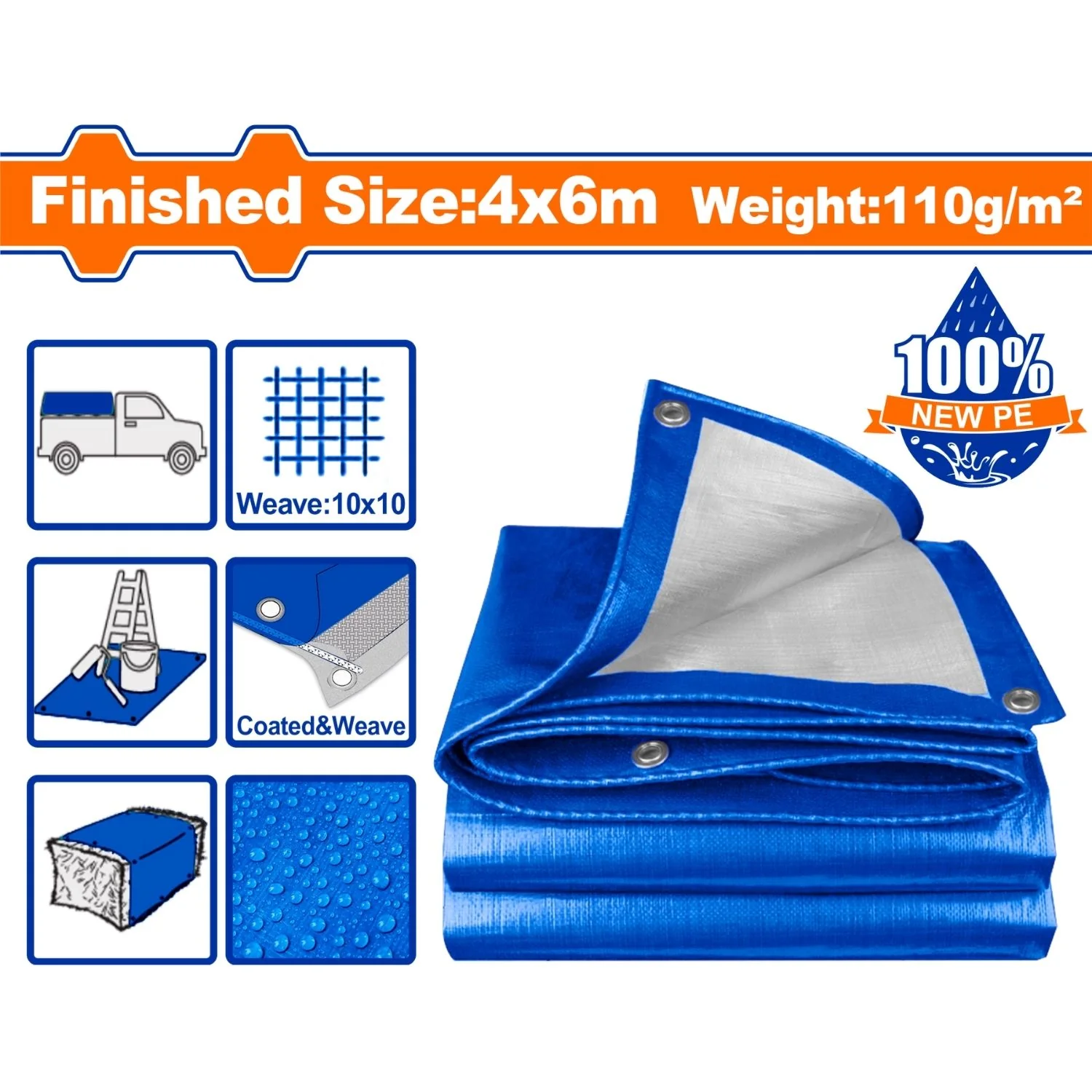 Lonas De Polietileno Azul Peso: 110G/M2. Espesor: 0.15Mm. Ambos Lados Laminados. Impermeable. - Image 12