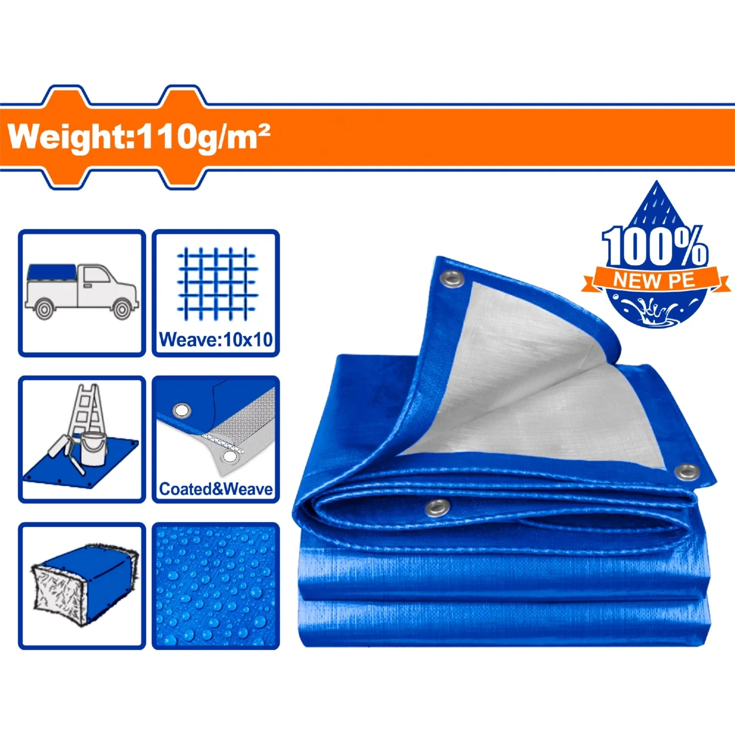 Lonas De Polietileno Azul Peso: 110G/M2. Espesor: 0.15Mm. Ambos Lados Laminados. Impermeable. - Image 2