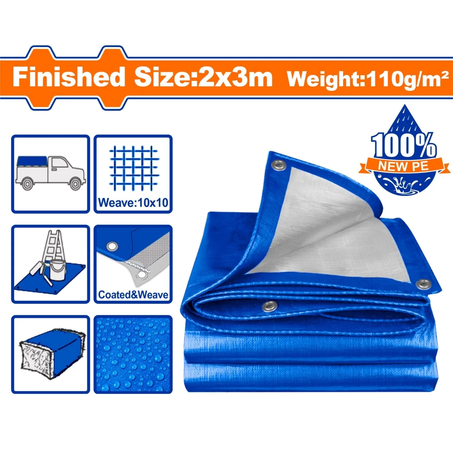 Lonas De Polietileno Azul Peso: 110G/M2. Espesor: 0.15Mm. Ambos Lados Laminados. Impermeable. - Image 4