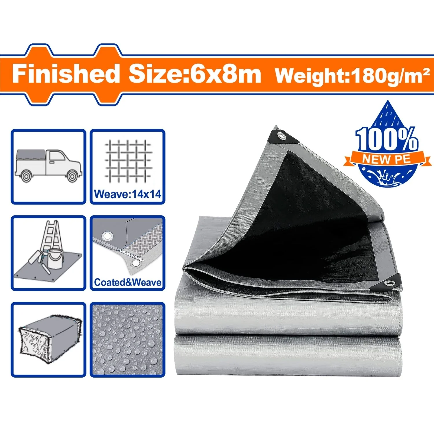 Lonas De Polietileno Gris Peso: 180G/M2. Espesor: 0.25Mm. Ambos Lados Laminados. Impermeable. - Image 9