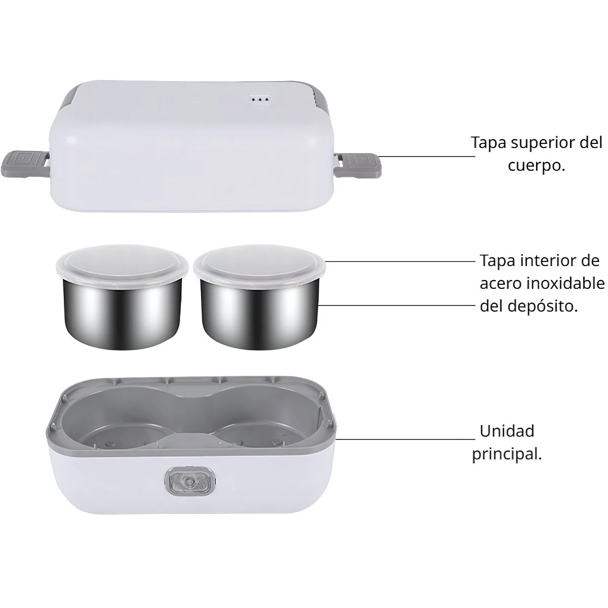 Lonchera Eléctrica Portátil Con Doble Recipiente. Calentador De Alimentos A Vapor 110V. Lunch Box De 2 Compartimentos. - Image 3