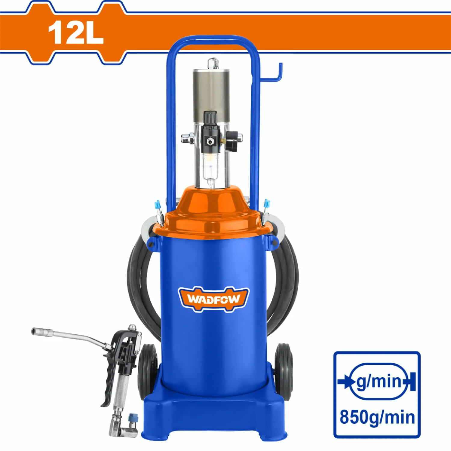 Lubricador Engrasador De Grasa Neumático De 12L Presión 50:1 6-8Bar Flujo 850G/Min Lubricador Grasa
