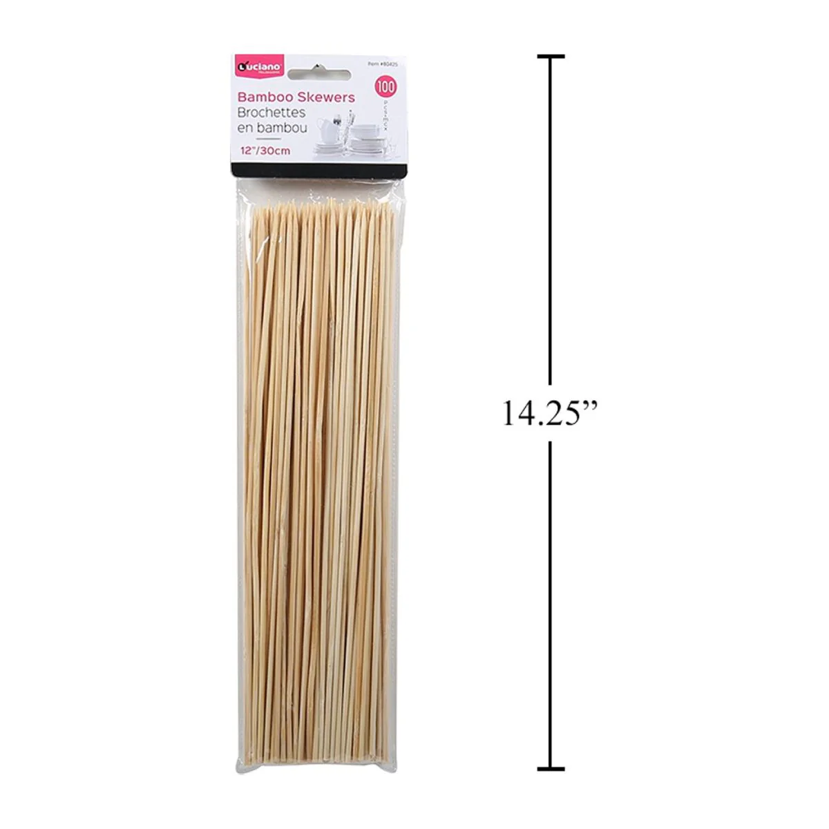 Luciano Brochetas Pinchos Madera De Bambú De 100 Piezas Y 12 " - Image 4