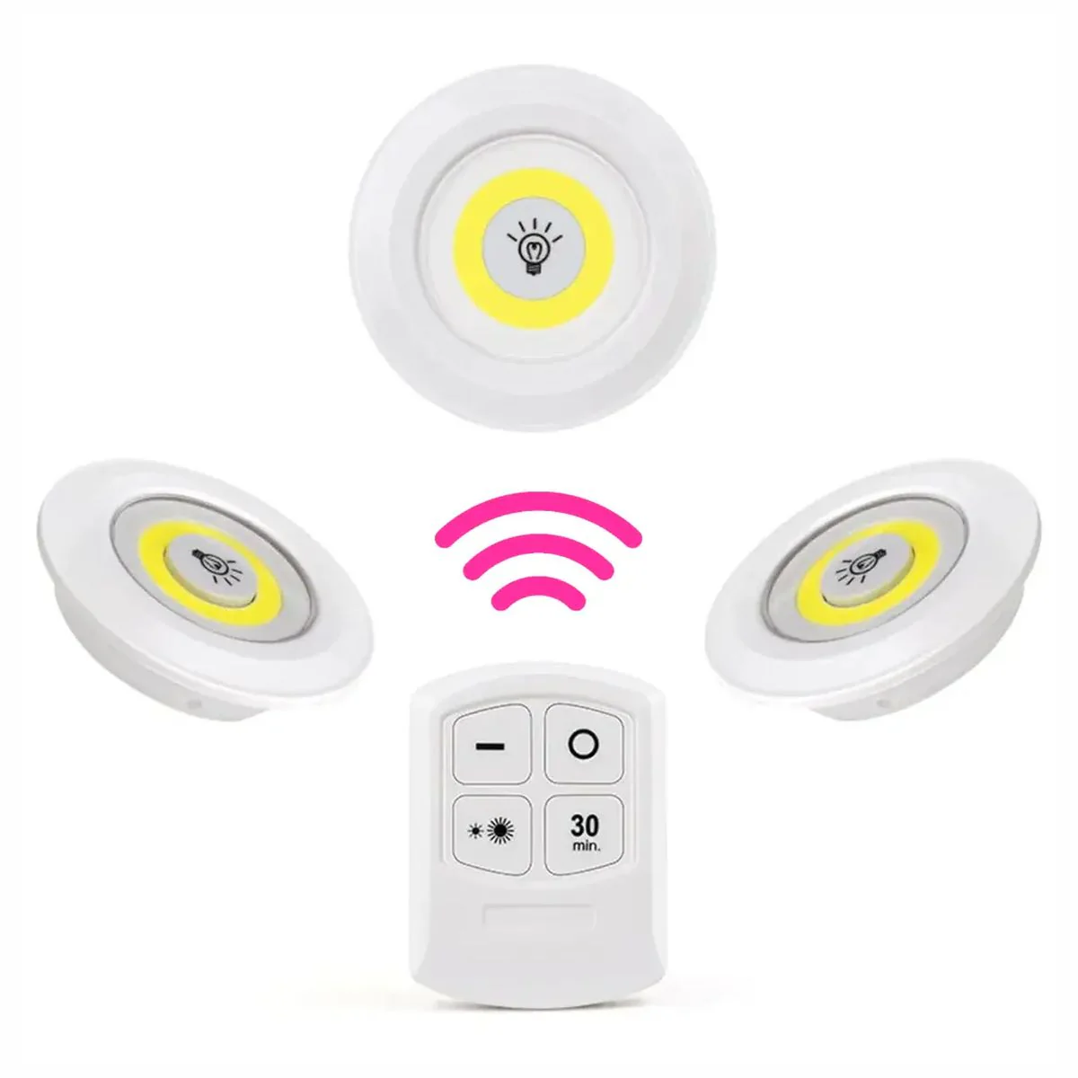 Luz Adhesiva Con Control Remoto (Set De 3 Piezas). Iluminación Cálida COB Regulable Con Temporizador. - Image 5