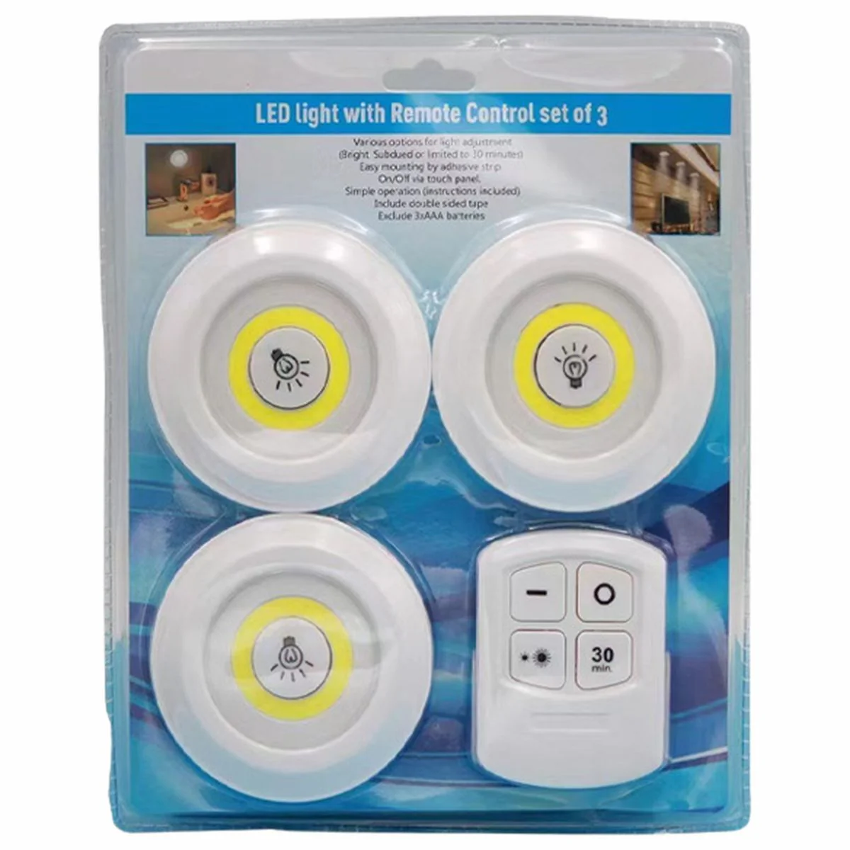 Luz Adhesiva Con Control Remoto (Set De 3 Piezas). Iluminación Cálida COB Regulable Con Temporizador. - Image 6