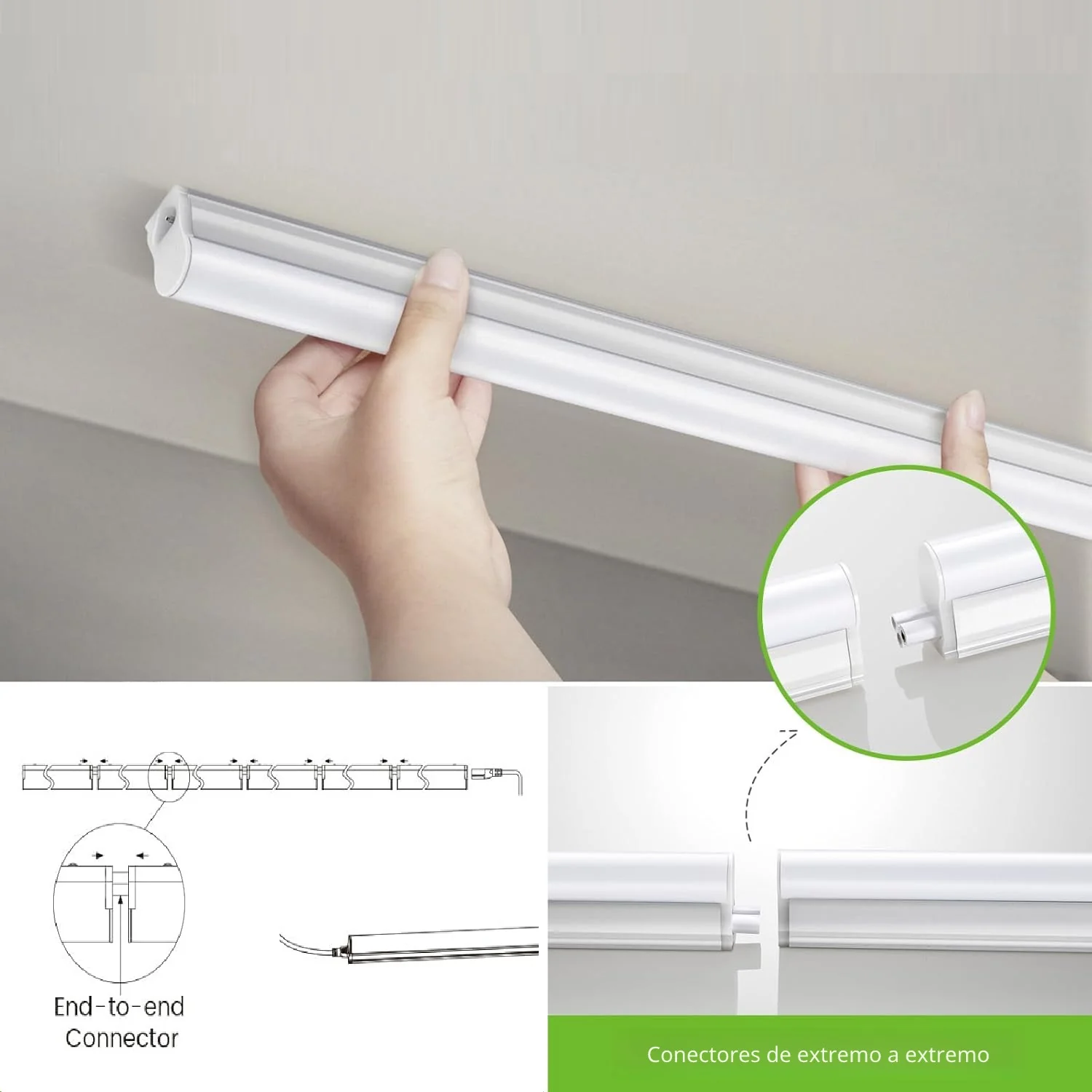 Lampara Lineal Luz LED Blanca De 58 Pulgadas 22 Watts Compatible Para Unión En Serie - Image 3