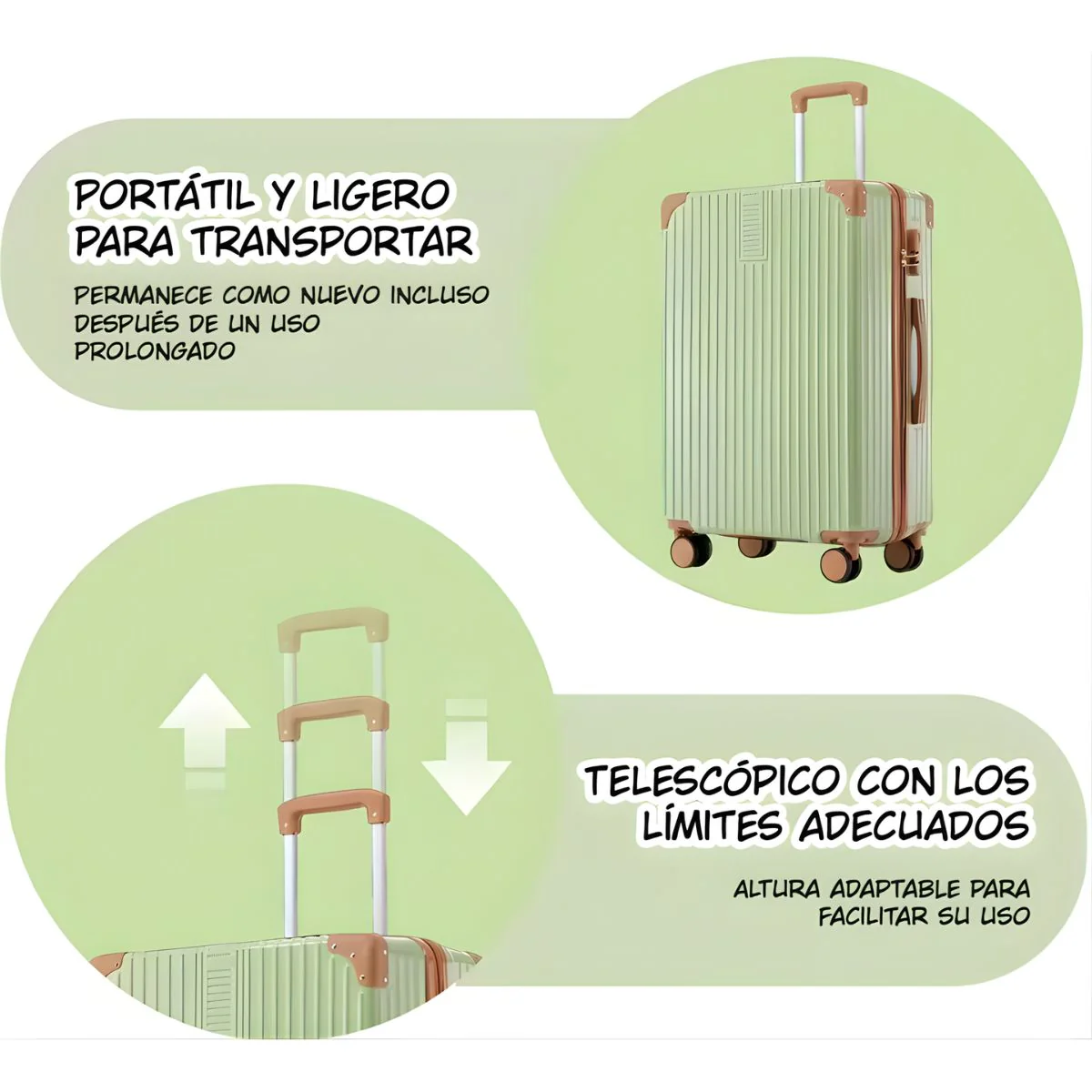 Maleta De Viaje 20" De Alto Con Candado De Combinación Integrado. Incluye Puerto USB, Porta Vaso Y Ruedas 360°. - Image 6