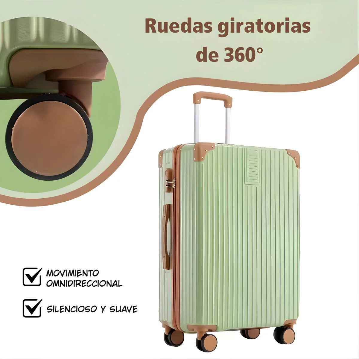 Maleta De Viaje Rígida De 24" De Alto Con Candado De Combinación Integrado, Puerto USB, Porta Vaso Y Ruedas 360°. - Image 3