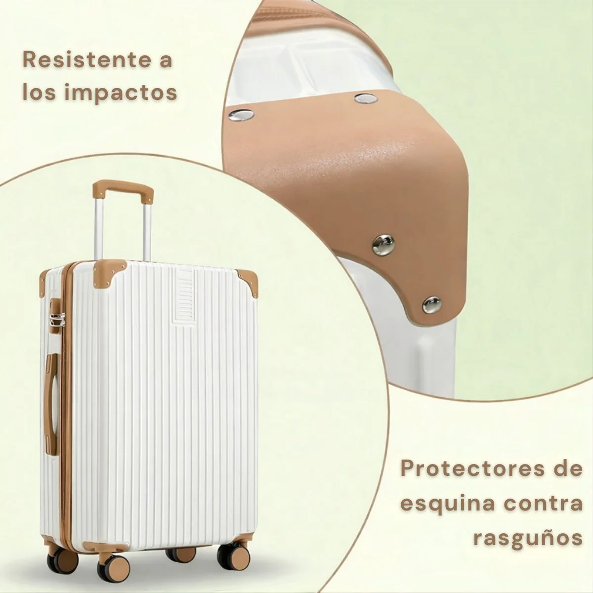 Maleta De Viaje Rígida Retro Con Puerto USB Y Portavasos. Equipaje De Mano Con Candado De Combinación  28” Con Ruedas Giratorias 360° - Image 2