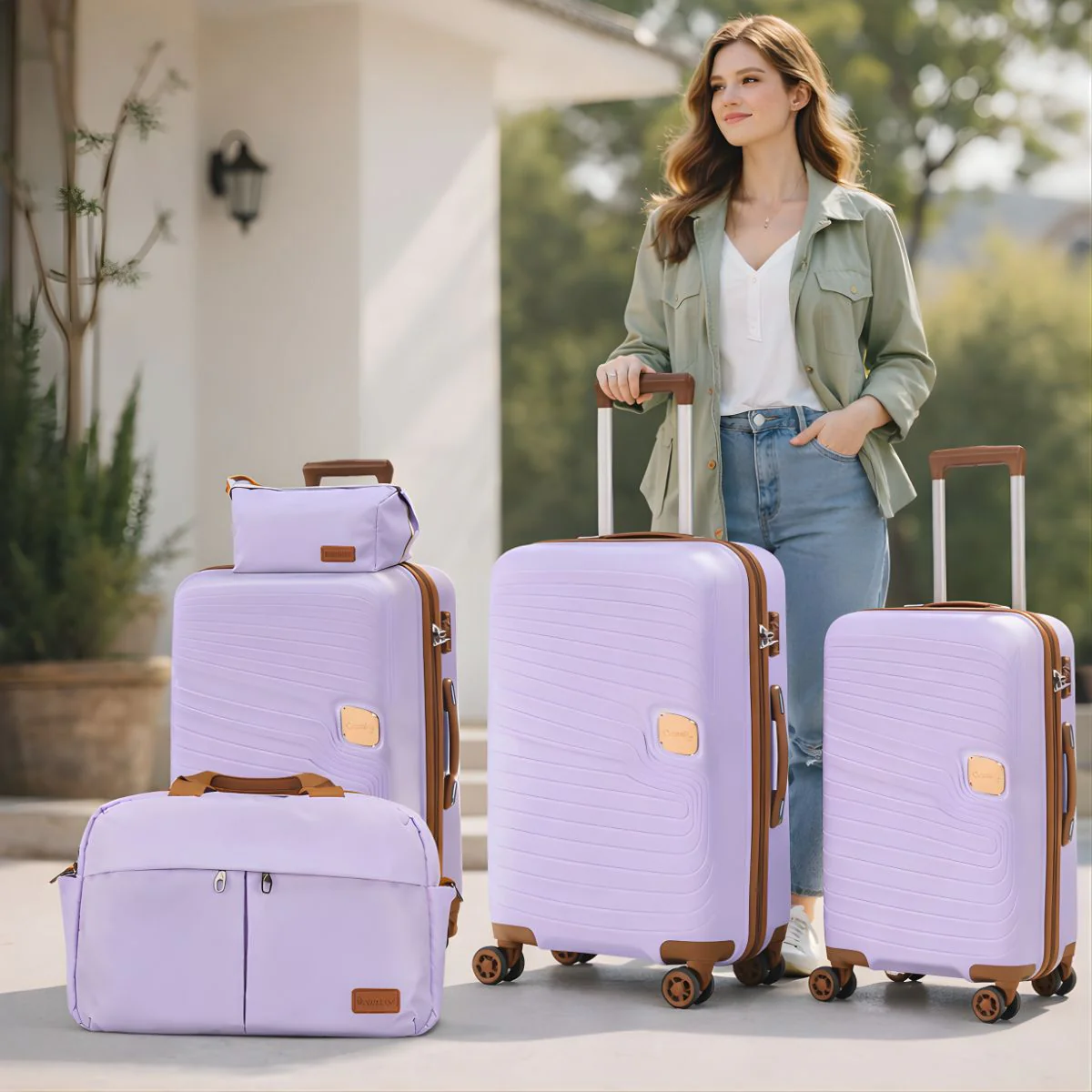 Maletas Equipaje De Viaje Con Candado De Combinación Integrado. Set De 3 Maletas Rígidas De Ruedas 360° + 2 Bolsos De Mano (5 Pzas). - Image 5
