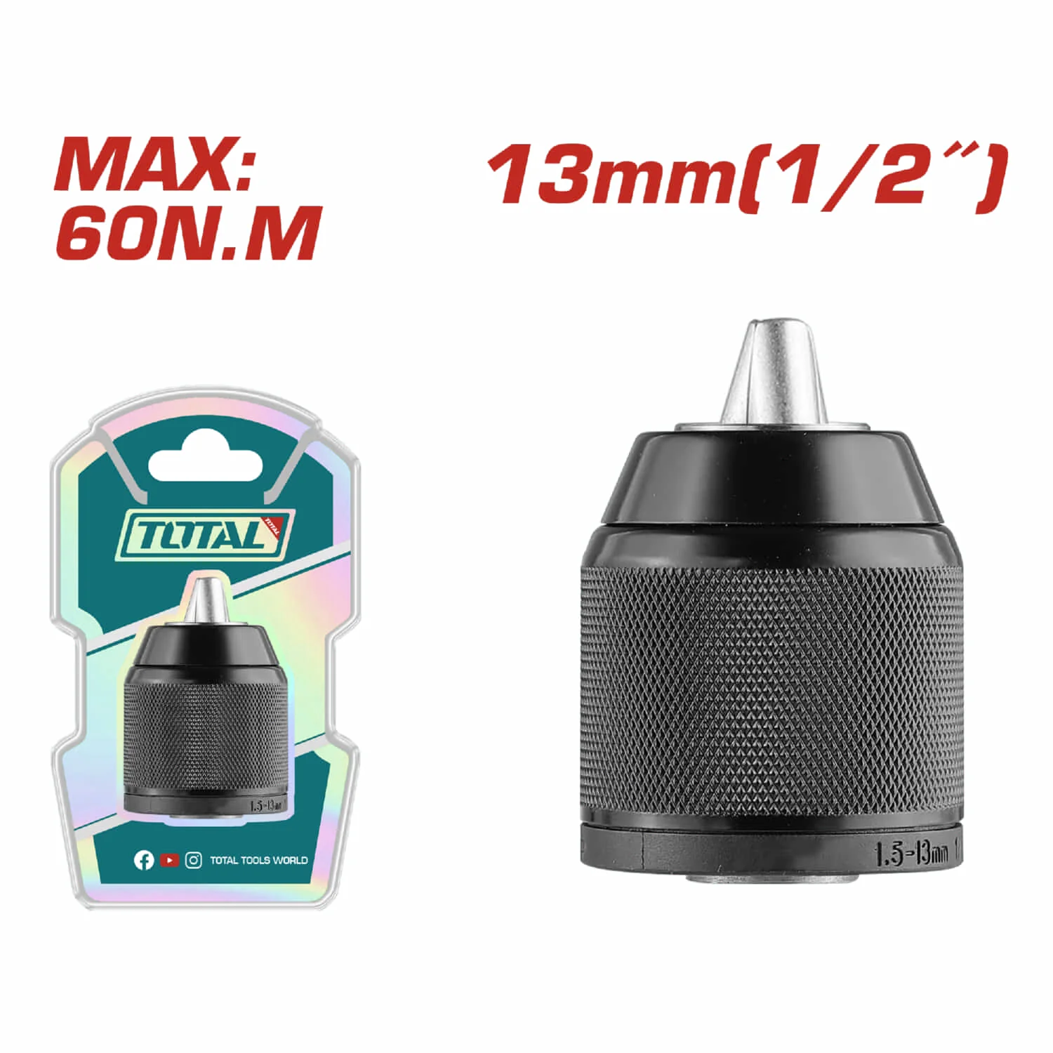 Mandril  Portabrocas De Impacto Sin Llave 13Mm (1/2") 60Nm. Compatible Contdli20602 TIDLI20602