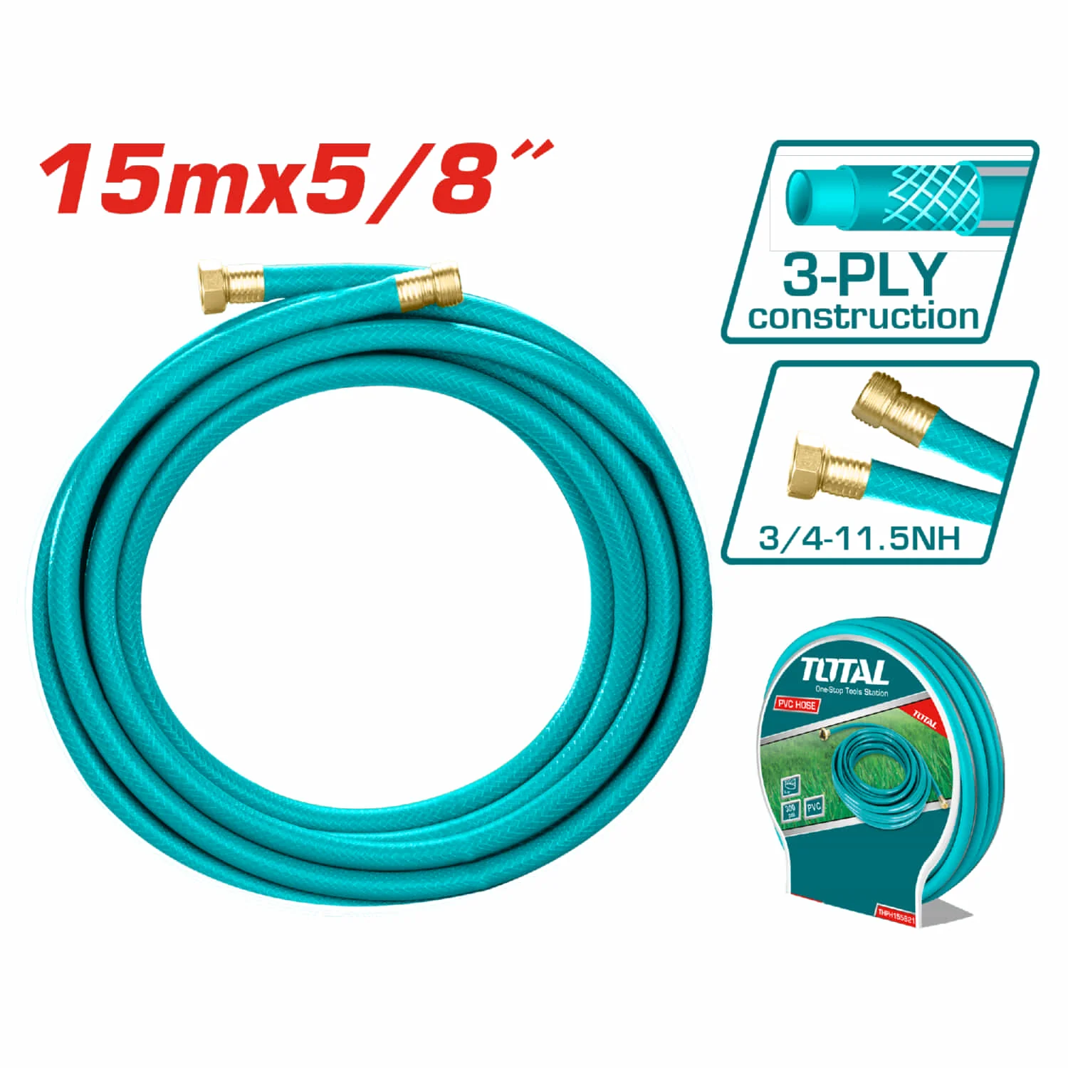 Manguera 5/8" X 50 Pies Para Jardín Con Couplings De  3/4" . Reforzada Alta Calidad