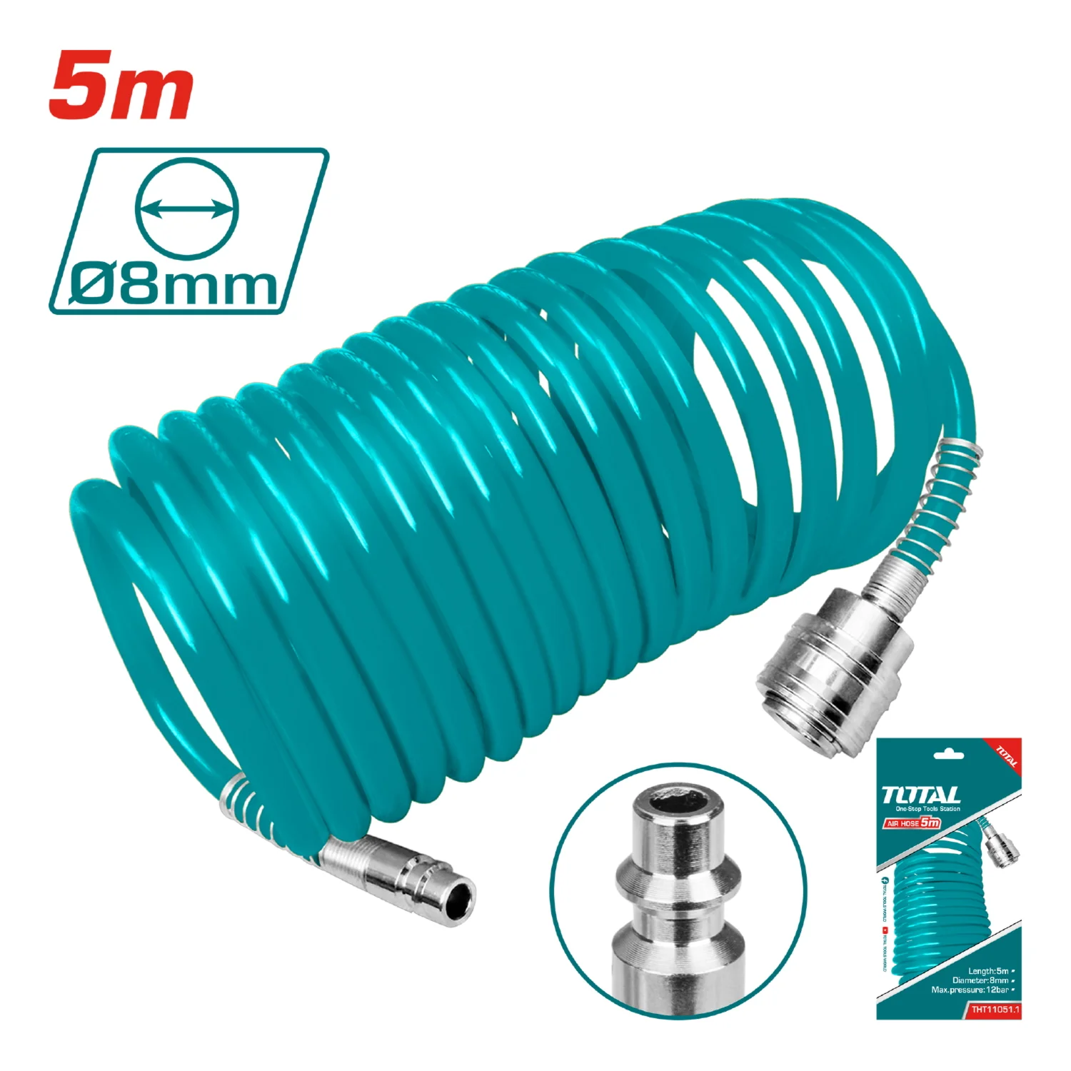 Manguera De Aire De 5M. Diámetro 8Mm. Solo Con Conectores Roscados. Para Compresor. - Image 2