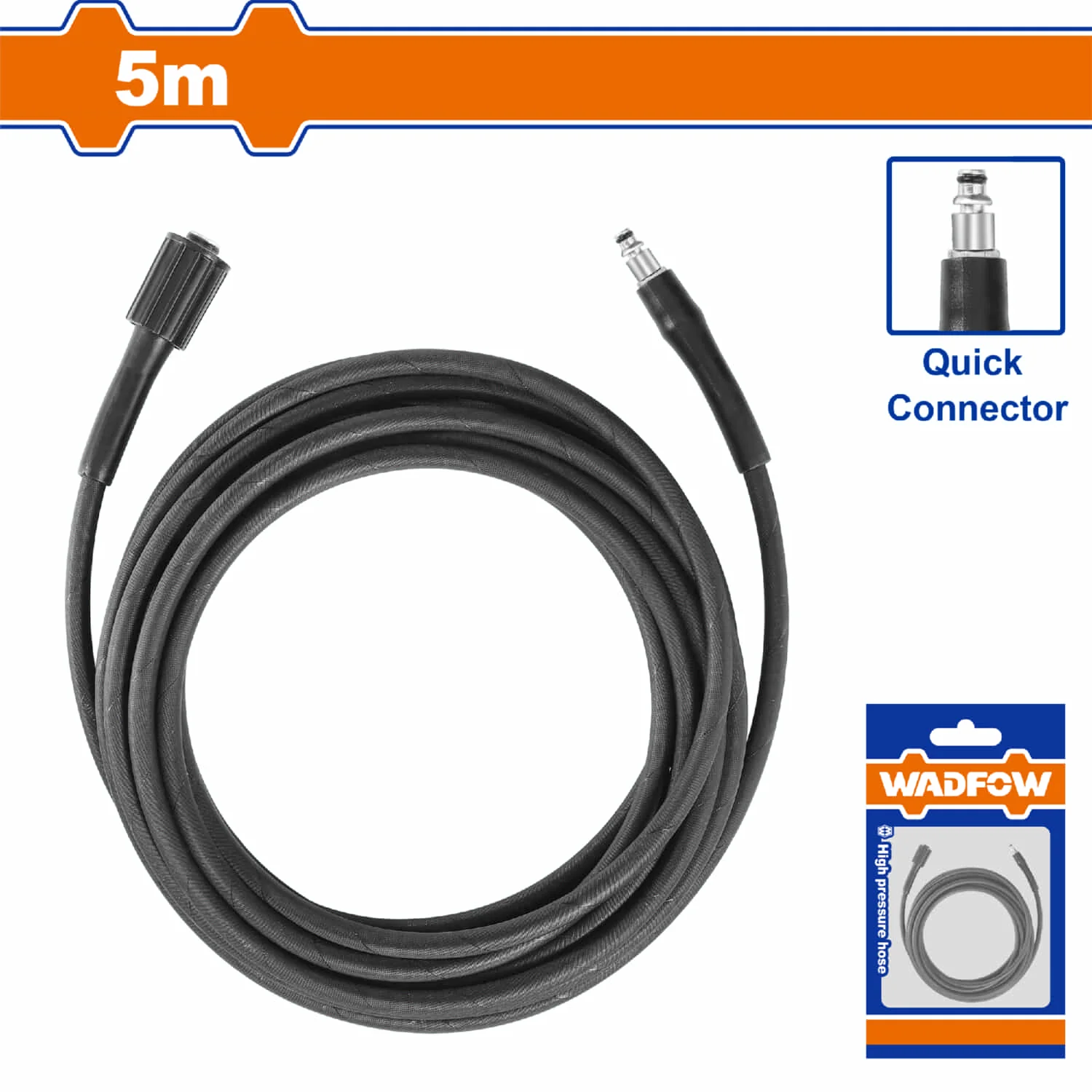 Manguera Hidrolavadora De Alta Presión (Conector Rápido) Long: 5 Metros PVC Conector Rápido Adecuado Para WHP1A11 / WHP3A12 /WHP3A14 /WHP3A18