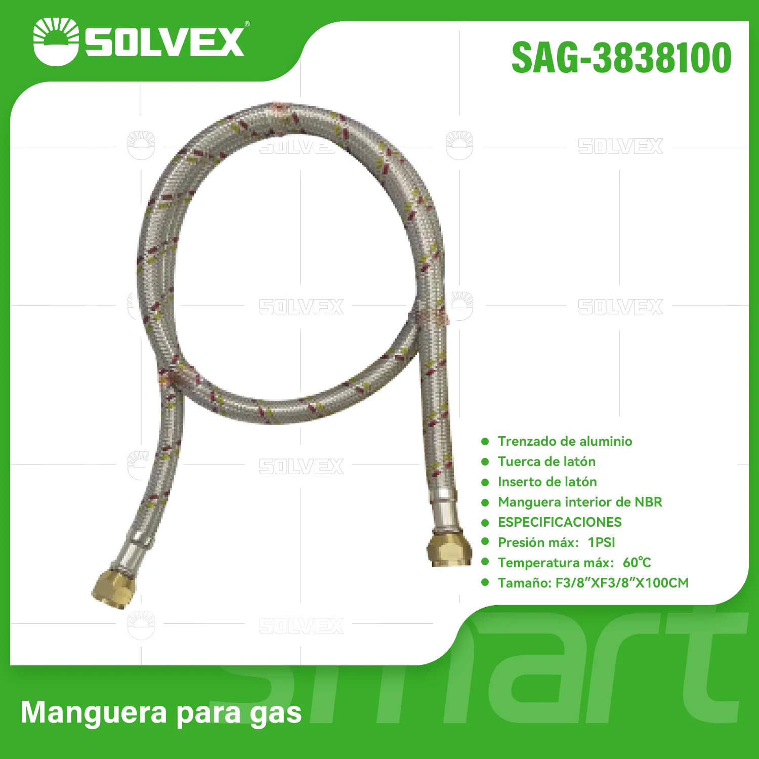 Mangueras Para Gas Flexibles. Trenzadas En Aluminio. Tubos De Abasto Con Tuercas De Latón F3/8'' X F3/8''. - Image 2