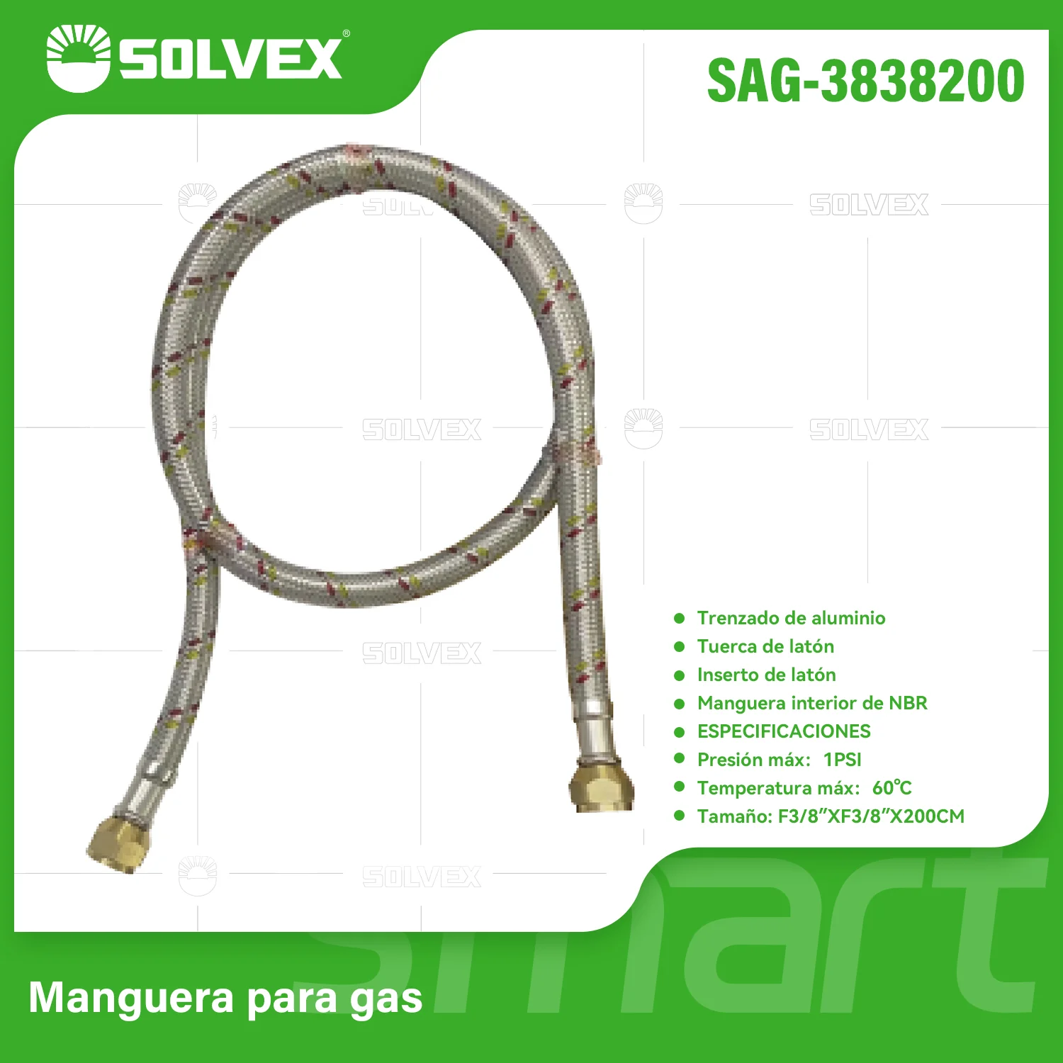 Mangueras Para Gas Flexibles. Trenzadas En Aluminio. Tubos De Abasto Con Tuercas De Latón F3/8'' X F3/8''. - Image 3