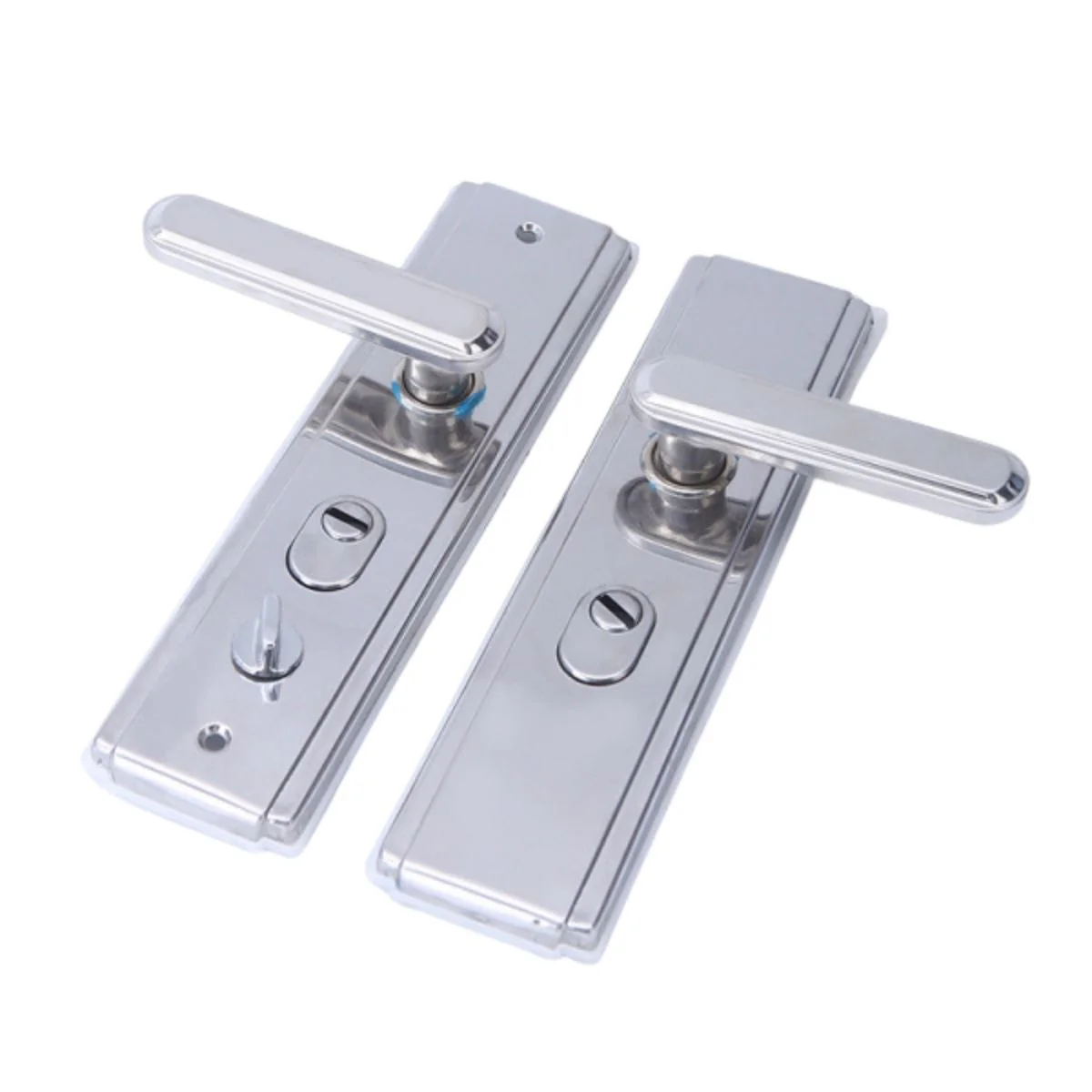 Manija (Chapa) De Puerta De Seguridad De Doble Tracción. Tirador Doble Resorte Con Placa De Acero Inoxidable 280X70mm. Distancia Entre Orificios 235Mm. Plateado (No Incluye Cerradura) - Image 3