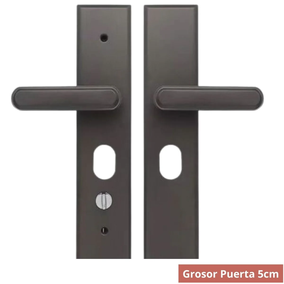 Manija De Puerta Móvil Doble (Interior Y Exterior) Antirrobo De Alta Seguridad Para Puertas De 5 Cm.  Apertura Izquierda O Derecha. Color Negro.